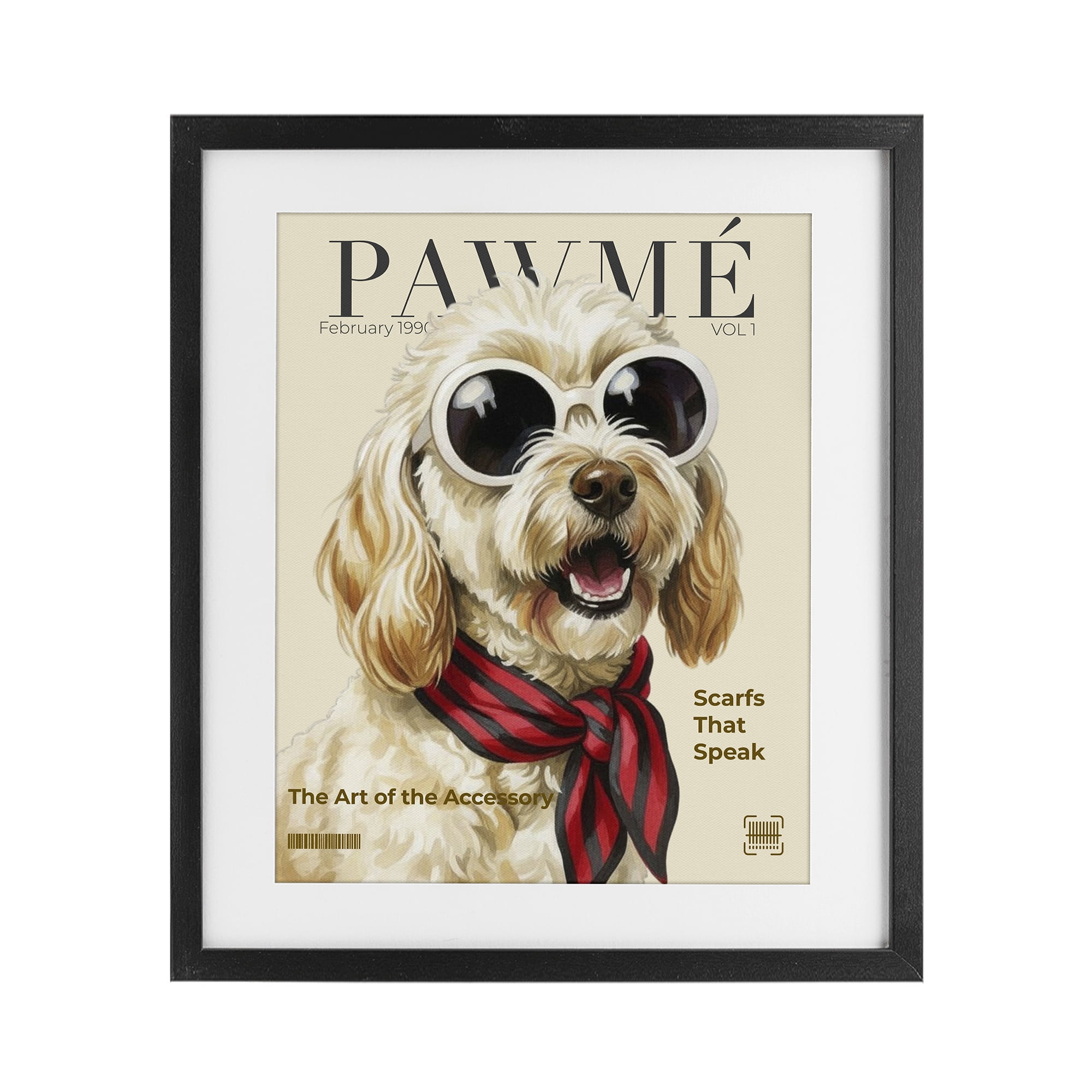 Stupell Industries Pawme Dog Fashion Magazine Black Framed Print Under Glass, design by A Barefoot Stylist