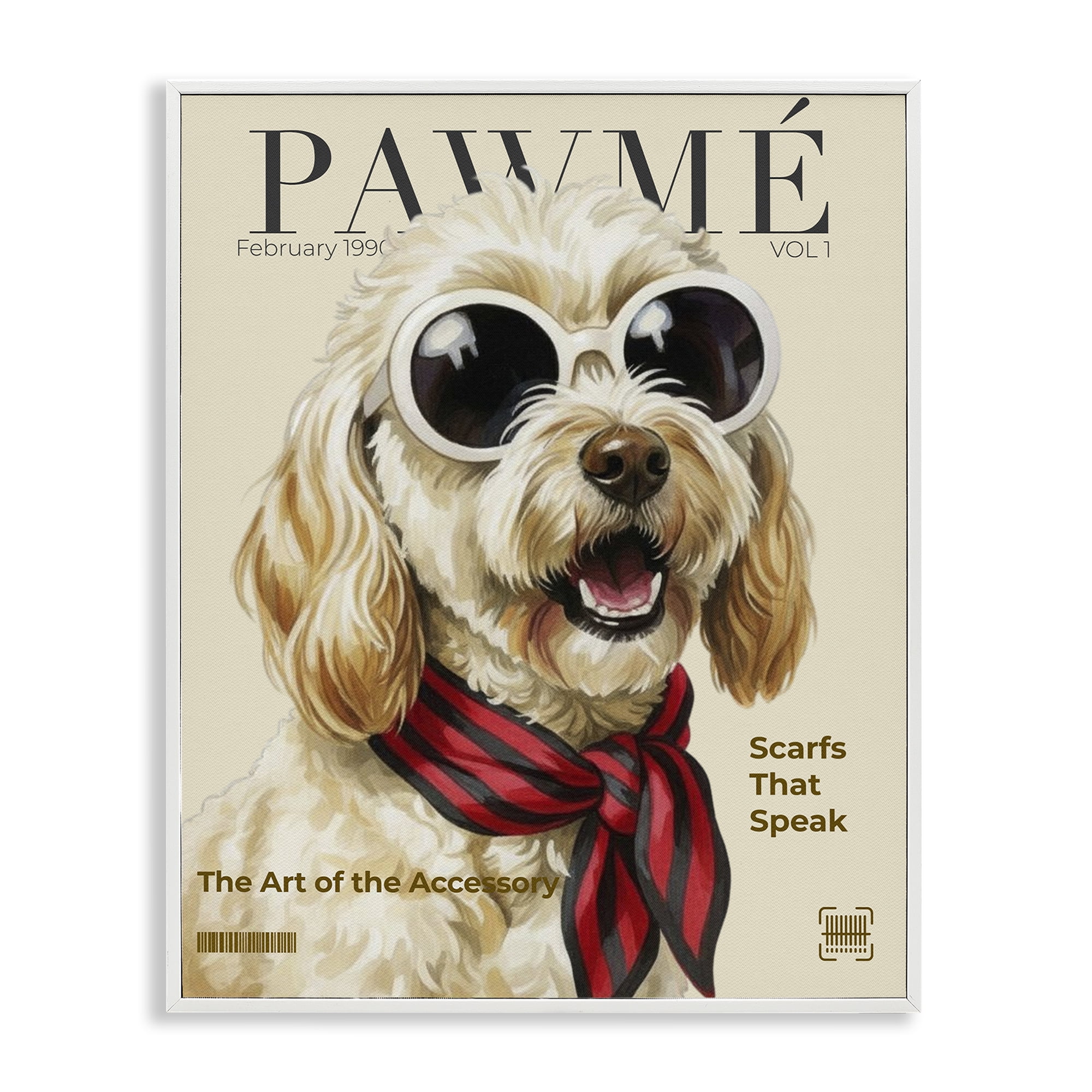 Stupell Industries Pawme Dog Fashion Magazine White Framed Giclee Art, design by A Barefoot Stylist