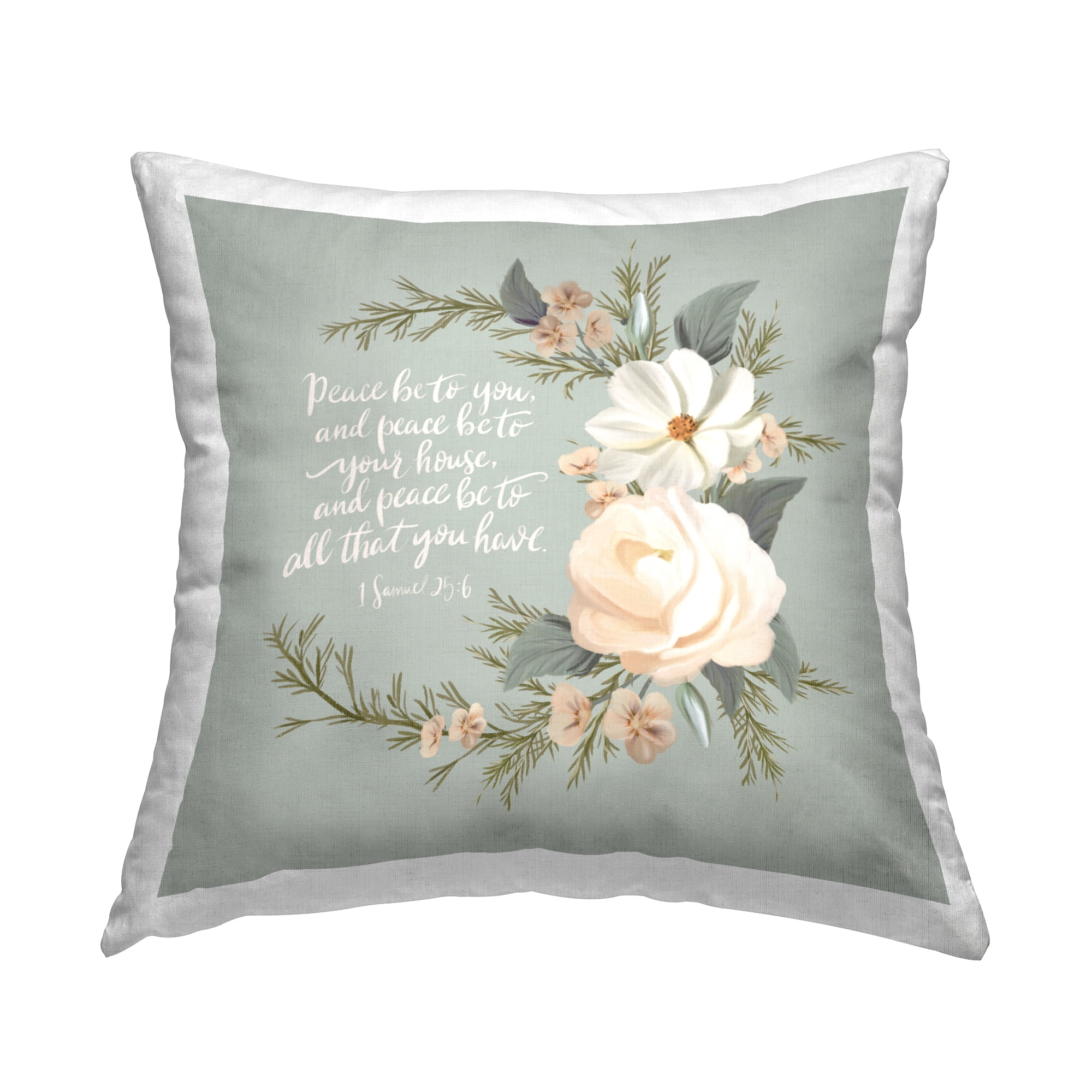 Stupell Industries Peace Be To You Prayer Decorative Printed Throw Pillow Design by Hollihocks Art.