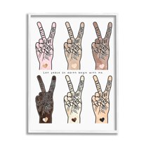 Stupell Industries Peace Begin With Me Phrase Diversity Hand Signs Graphic Art White Framed Art Print Wall Art, 24x30, by Erica Billups