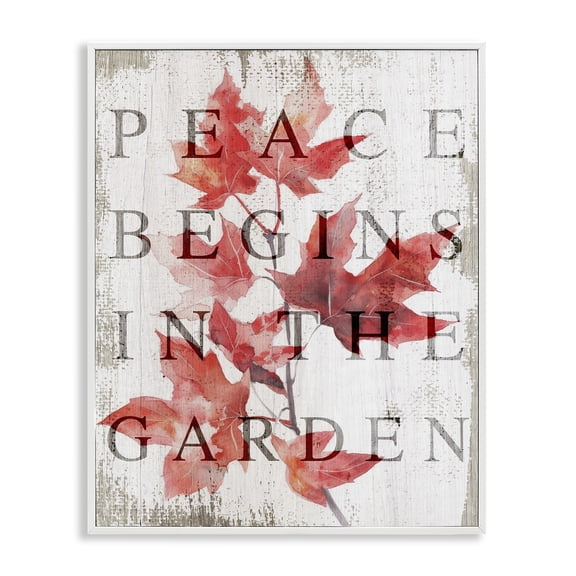 Stupell Industries Peace Begins In The Garden White Framed Giclee Art design by Lil' Rue, 14 x 11