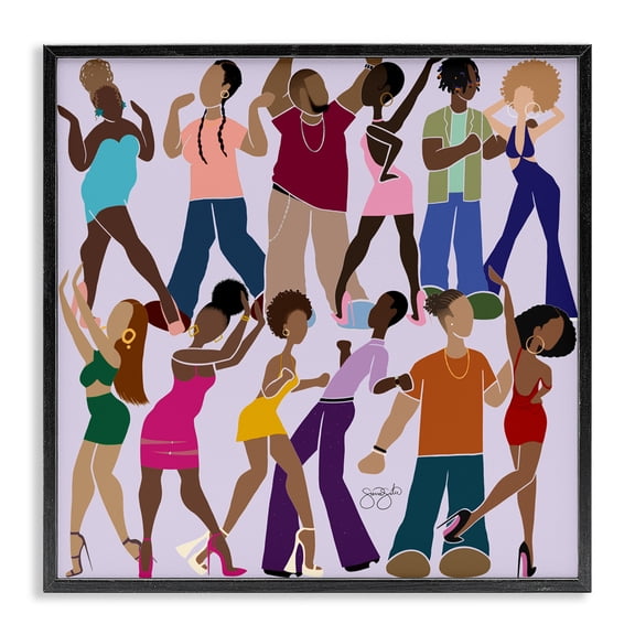 Stupell Industries Peace Fashion & Dancing Black Framed Giclee Art design by Sierra Siler, 17 x 17