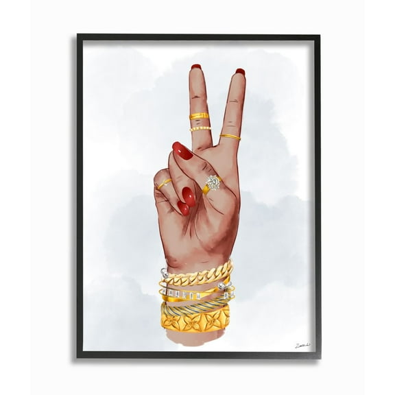 Stupell Industries Peace Hand Pose with Chic Fashion Accessories Designed by Ziwei Li