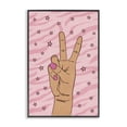 thumbnail image 1 of Stupell Industries Peace Hand & Stars Pattern People Painting Black Framed Art Print Wall Art, 20 x 30, 1 of 2
