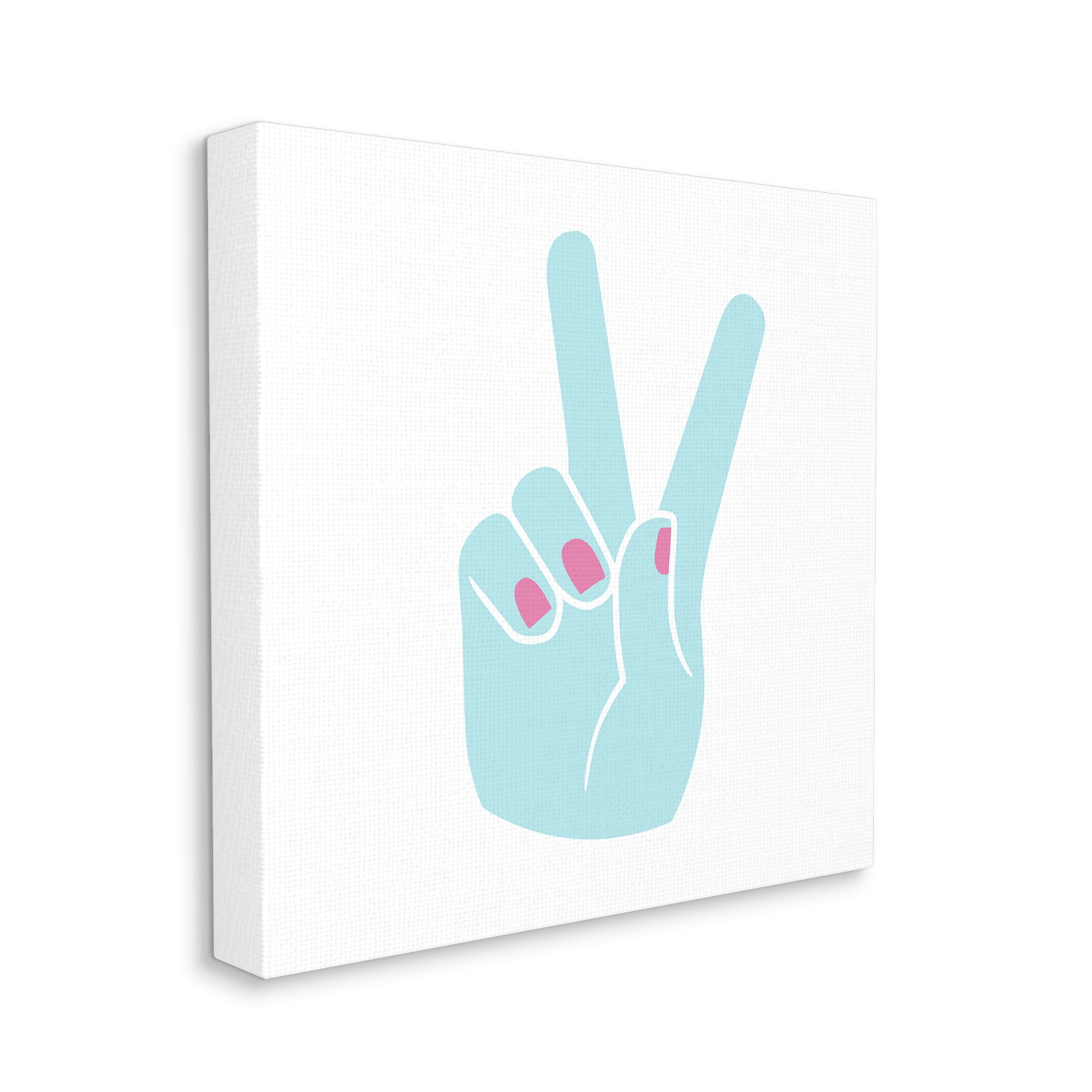 Stupell Industries Peace Hand Teal with Pink Nail Polish, 36 x 36,Design by Daphne Polselli