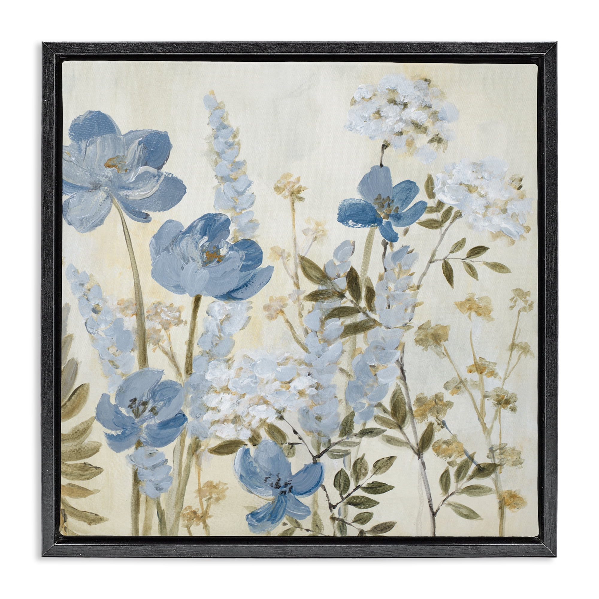 Stupell Industries Peace In The Blue Garden Black Framed Floater Canvas Wall Art, design by Lanie Loreth