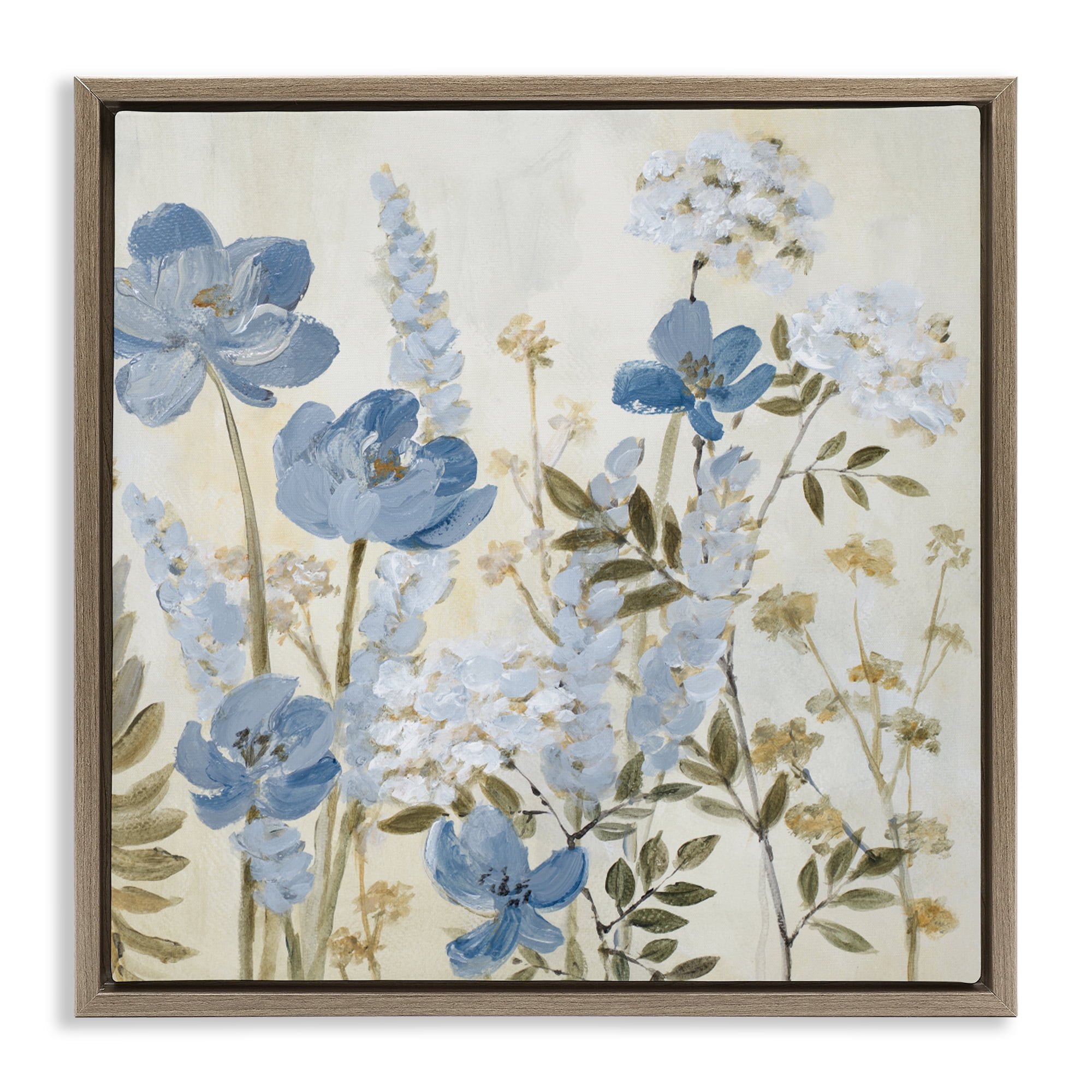 Stupell Industries Peace In The Blue Garden Brown Framed Floater Canvas Wall Art, design by Lanie Loreth