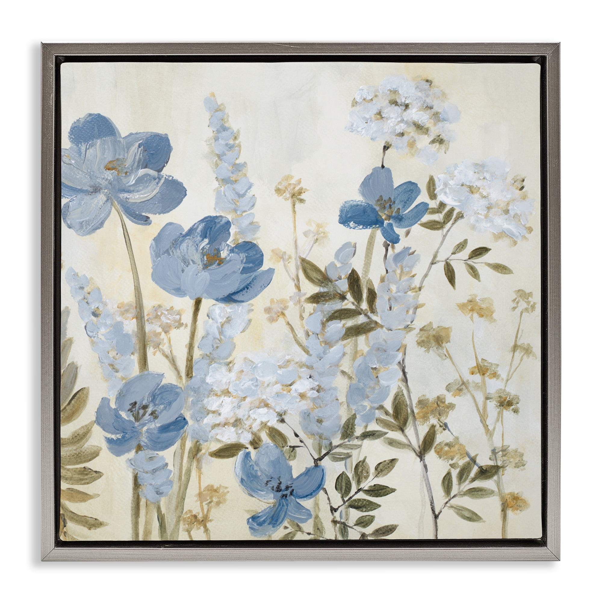 Stupell Industries Peace In The Blue Garden Gray Framed Floater Canvas Wall Art, design by Lanie Loreth