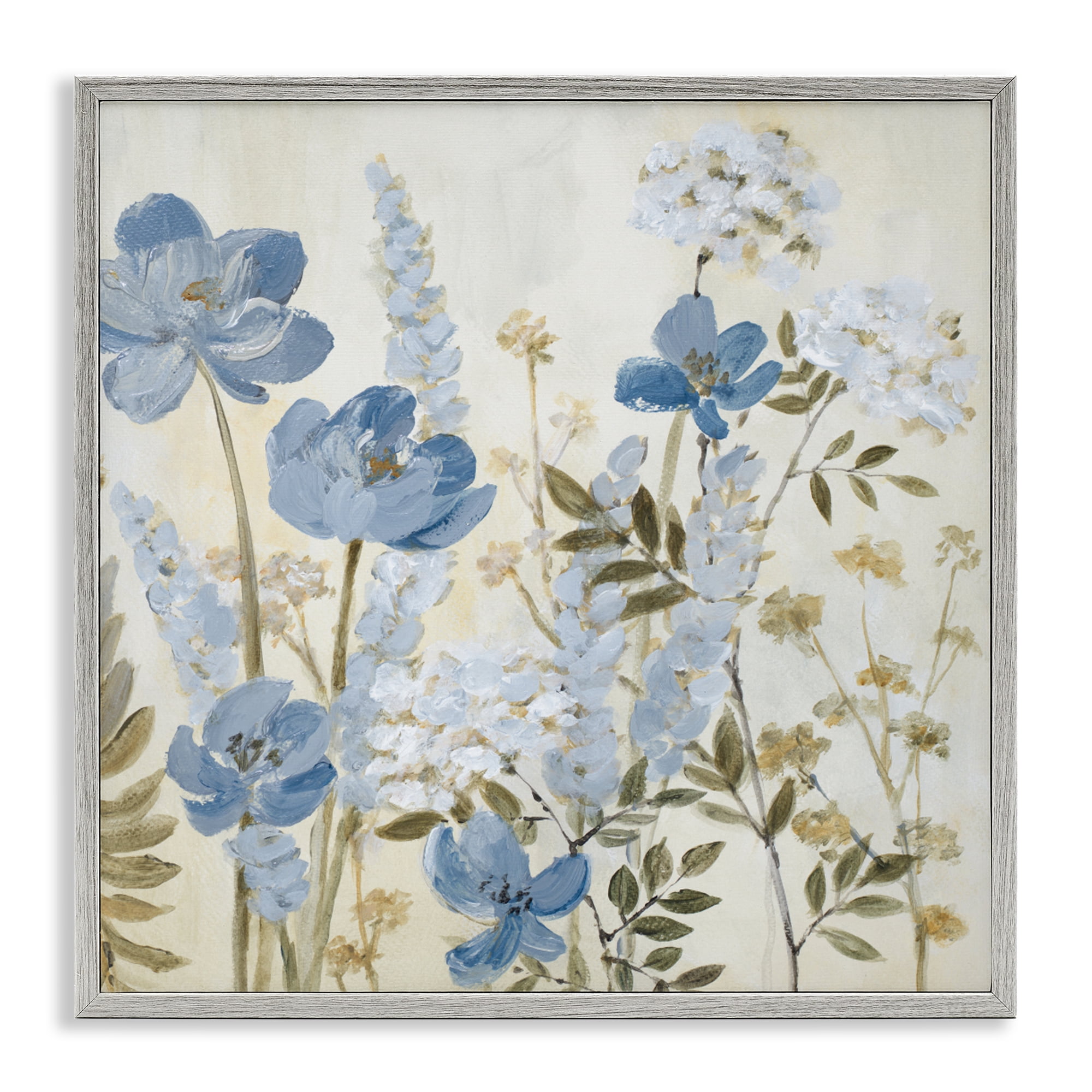 Stupell Industries Peace In The Blue Garden Gray Framed Giclee Art, design by Lanie Loreth