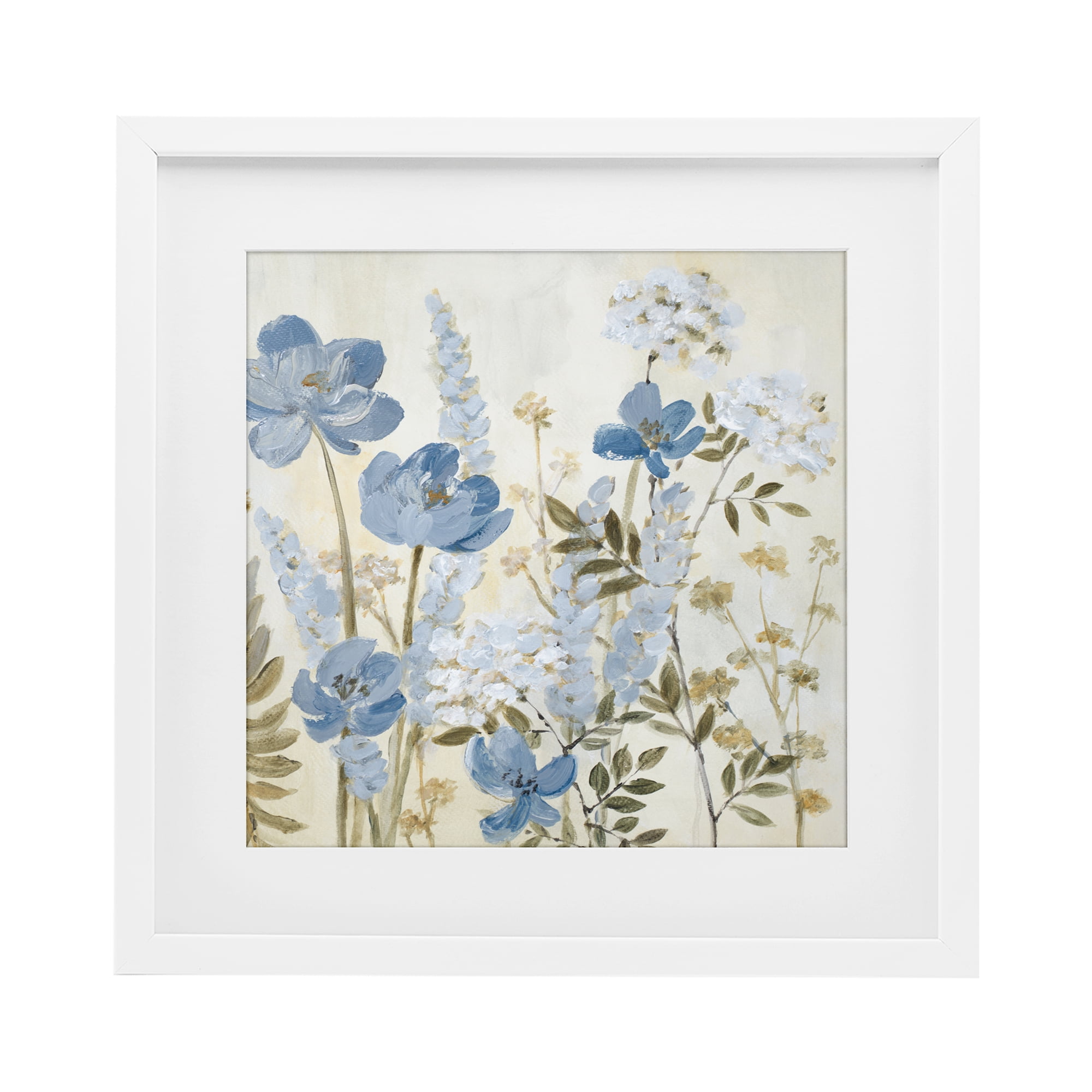 Stupell Industries Peace In The Blue Garden White Framed Print Under Glass, design by Lanie Loreth
