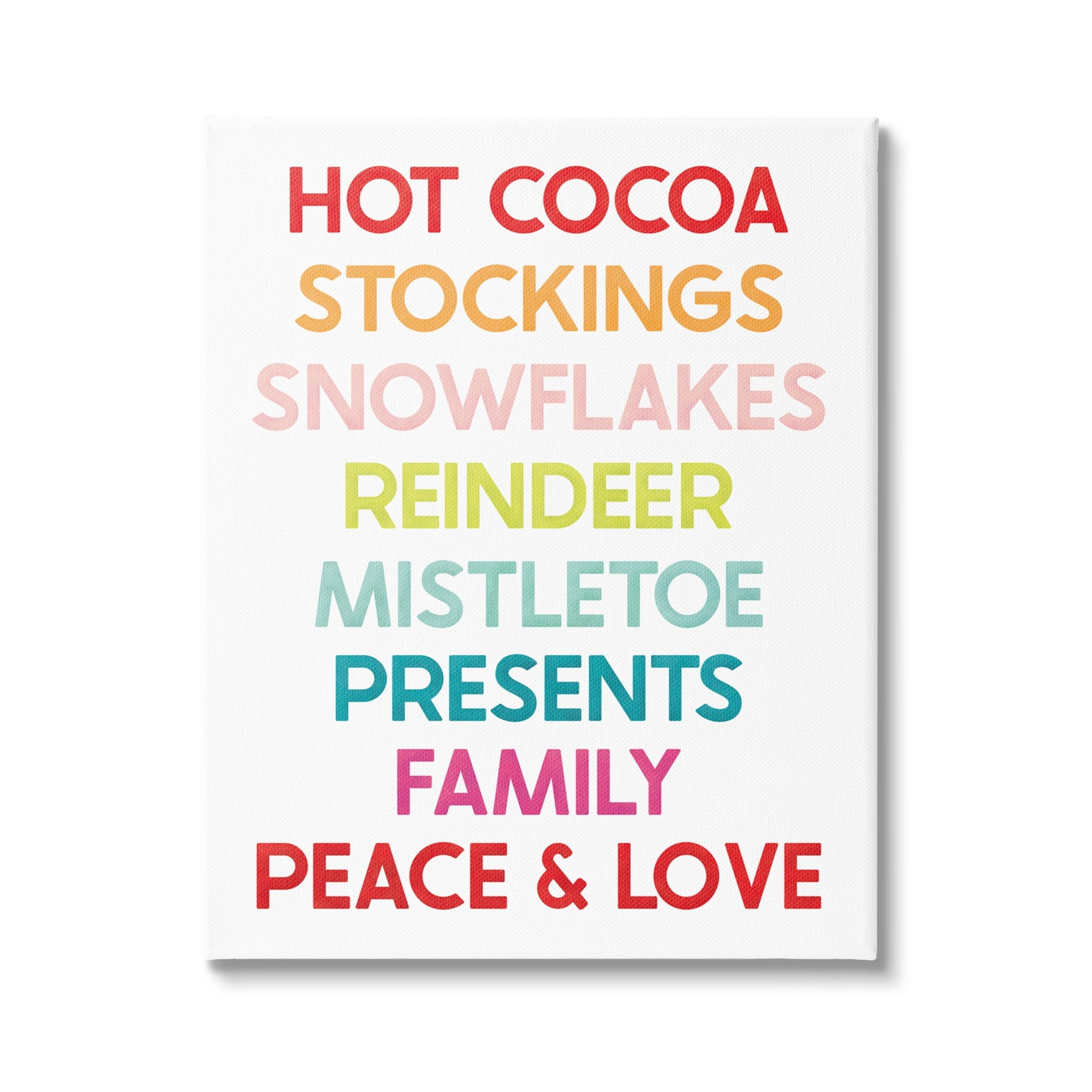 Stupell Industries Peace & Love Rainbow Christmas List Holiday Painting Gallery Wrapped Canvas Print Wall Art