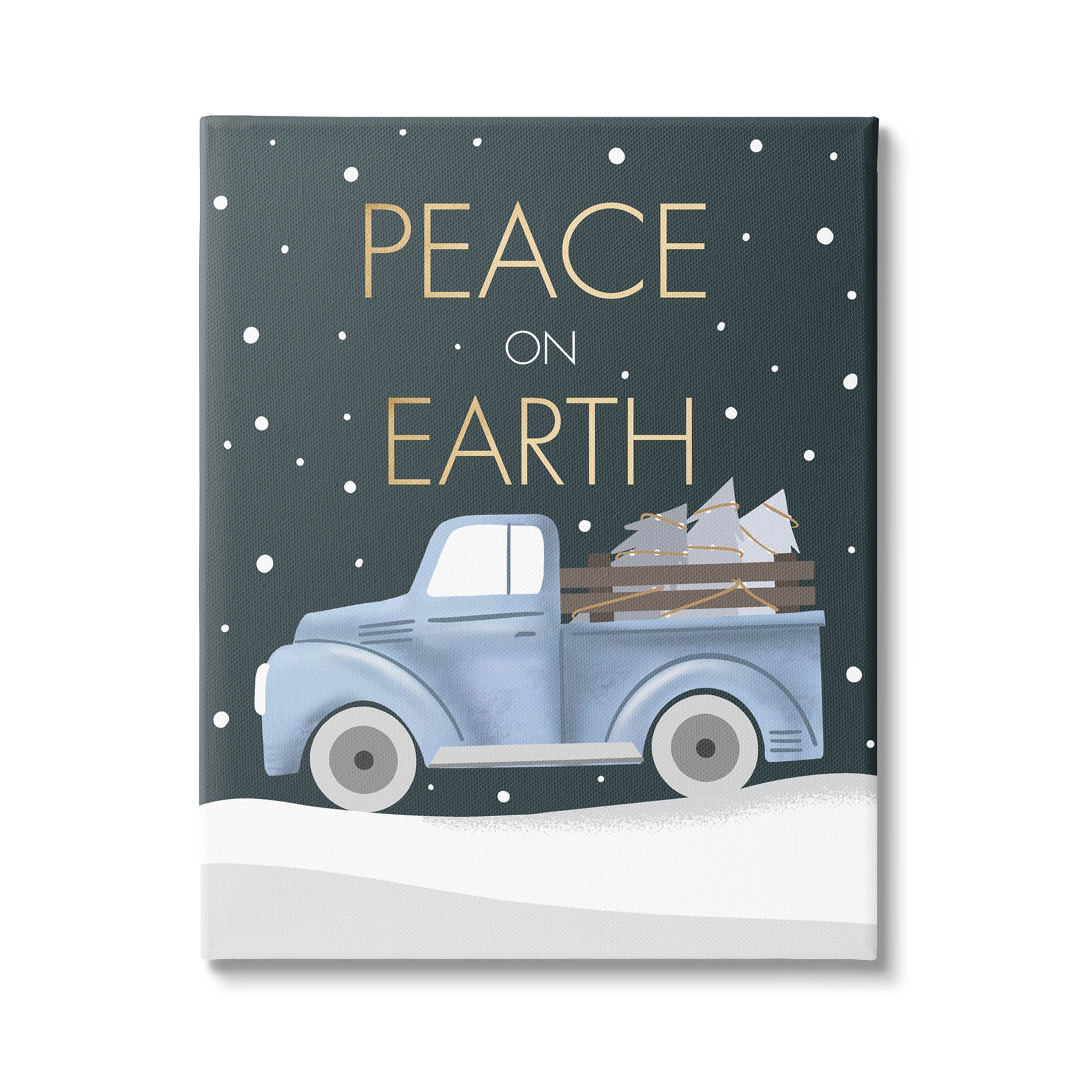 Stupell Industries Peace On Earth Snowy Truck Graphic Art Gallery Wrapped Canvas Print Wall Art, Design by Louise Allen Designs