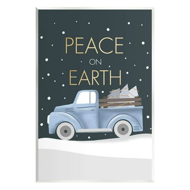 Stupell Industries Peace On Earth Snowy Truck Graphic Art Unframed Art Print Wall Art, Design by Louise Allen Designs