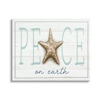Stupell Industries Peace On Earth Starfish Sign Graphic Art Gallery Wrapped Canvas Print Wall Art, Design by Elizabeth Tyndall