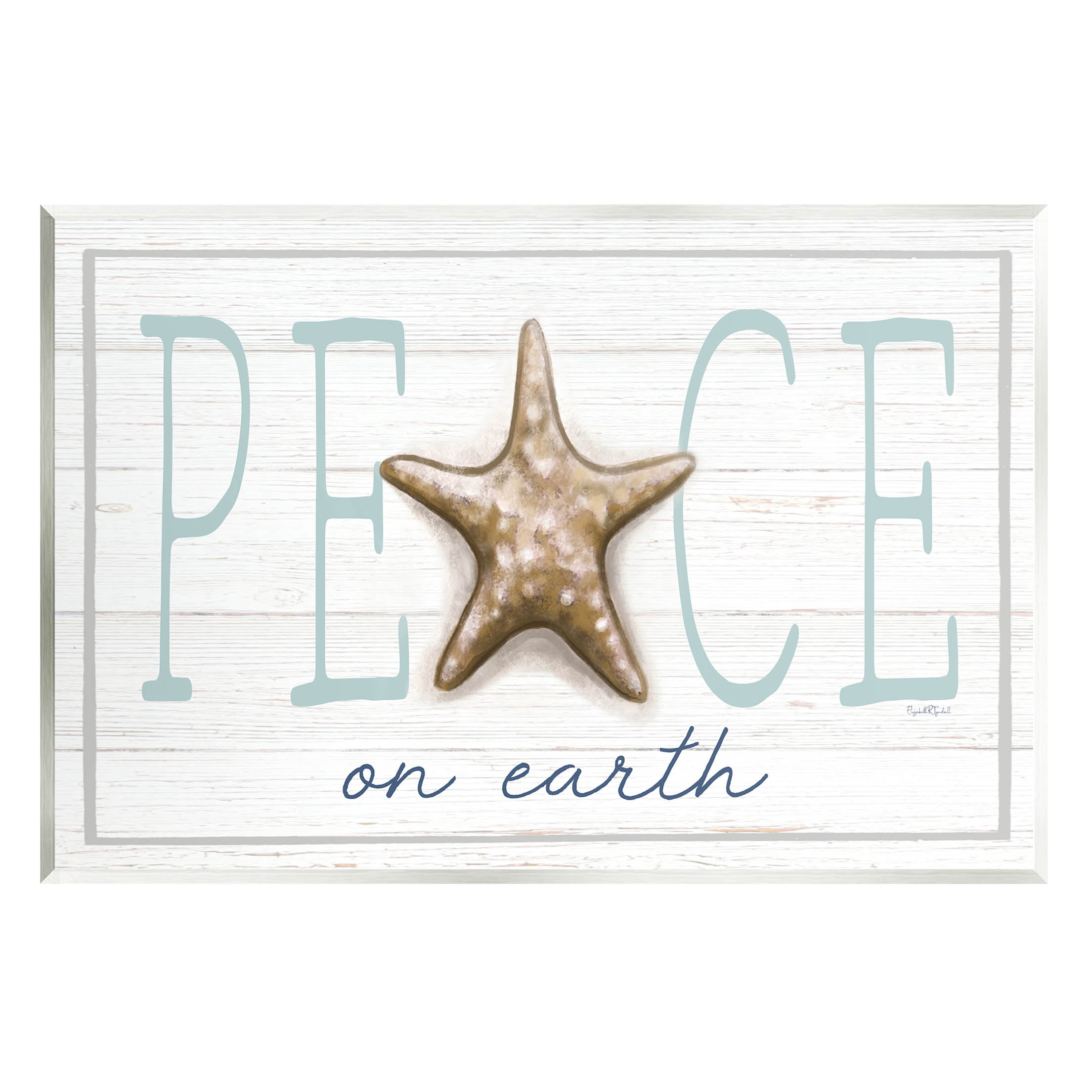 Stupell Industries Peace On Earth Starfish Sign Graphic Art Unframed Art Print Wall Art, Design by Elizabeth Tyndall