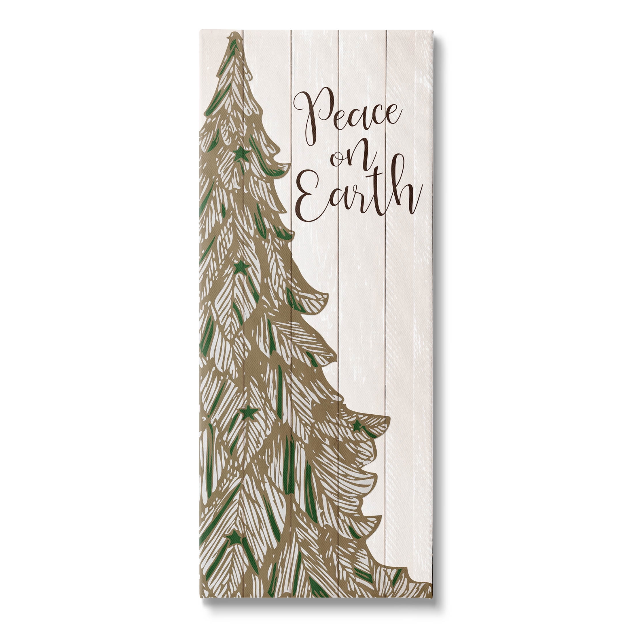 Stupell Industries Peace On Earth Tree Phrase Graphic Art Gallery Wrapped Canvas Print Wall Art, Design by Kim Allen