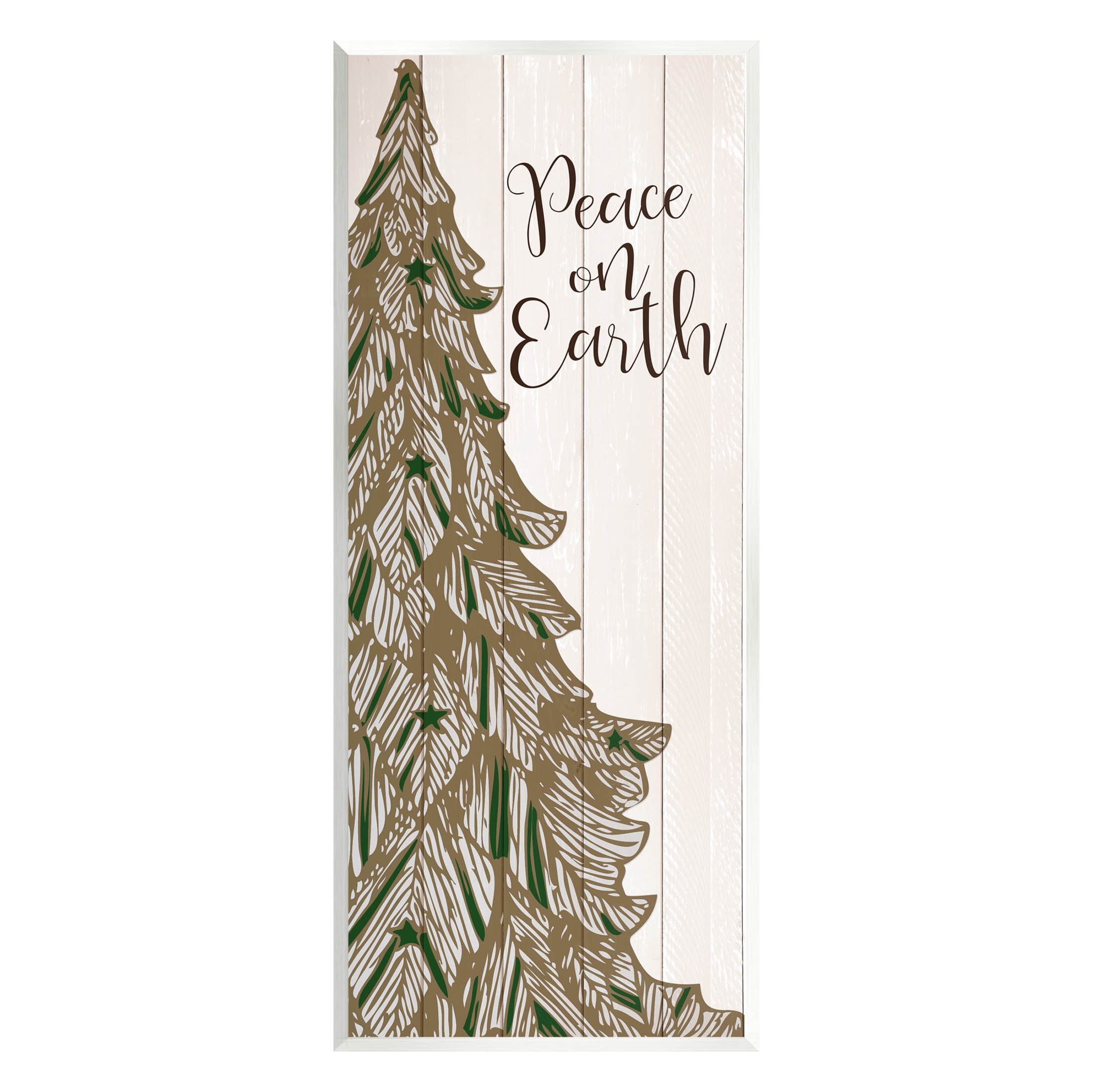 Stupell Industries Peace On Earth Tree Phrase Graphic Art Unframed Art Print Wall Art, Design by Kim Allen