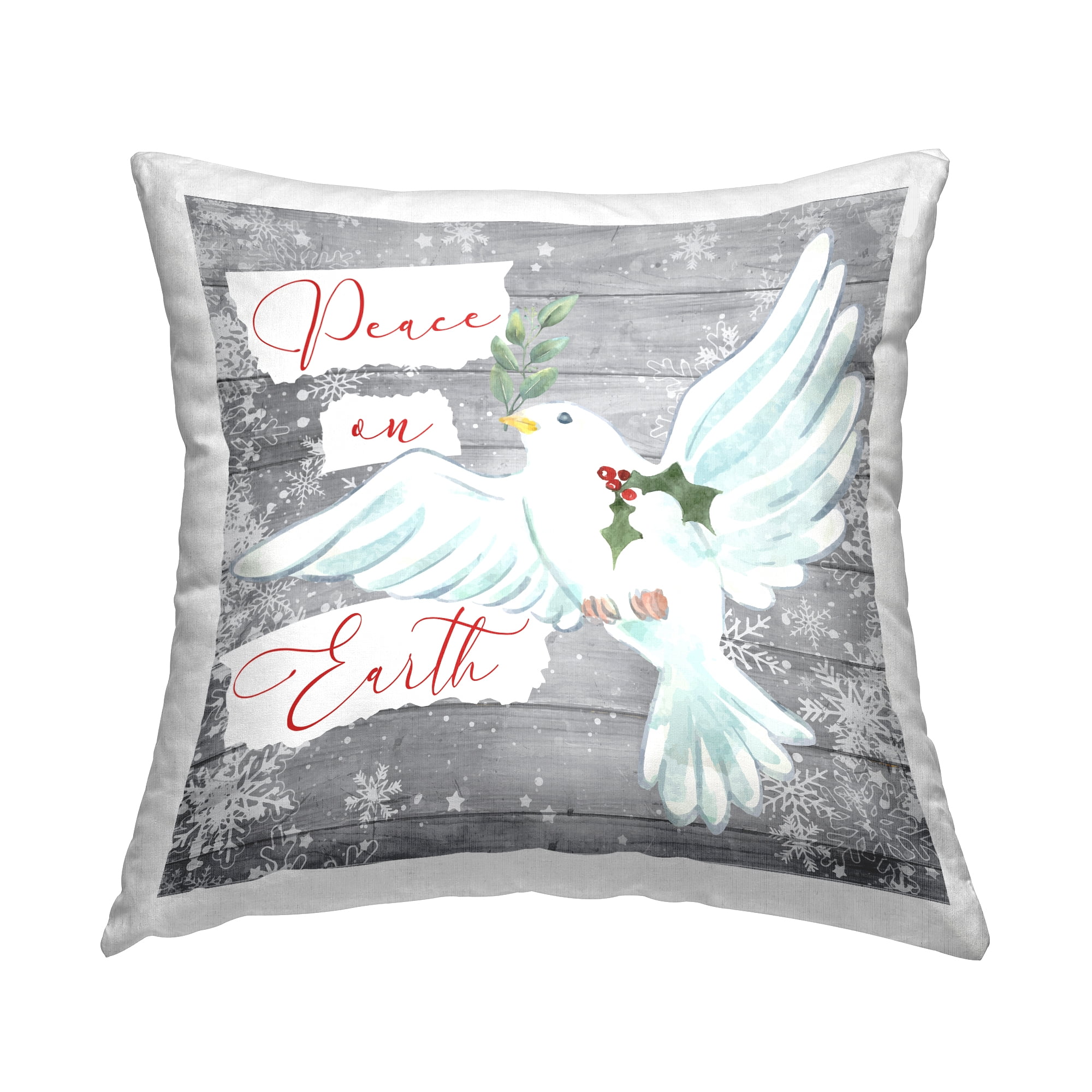 Stupell Industries Peace On Earth Winter Dove Printed Throw Pillow Design by ND Art