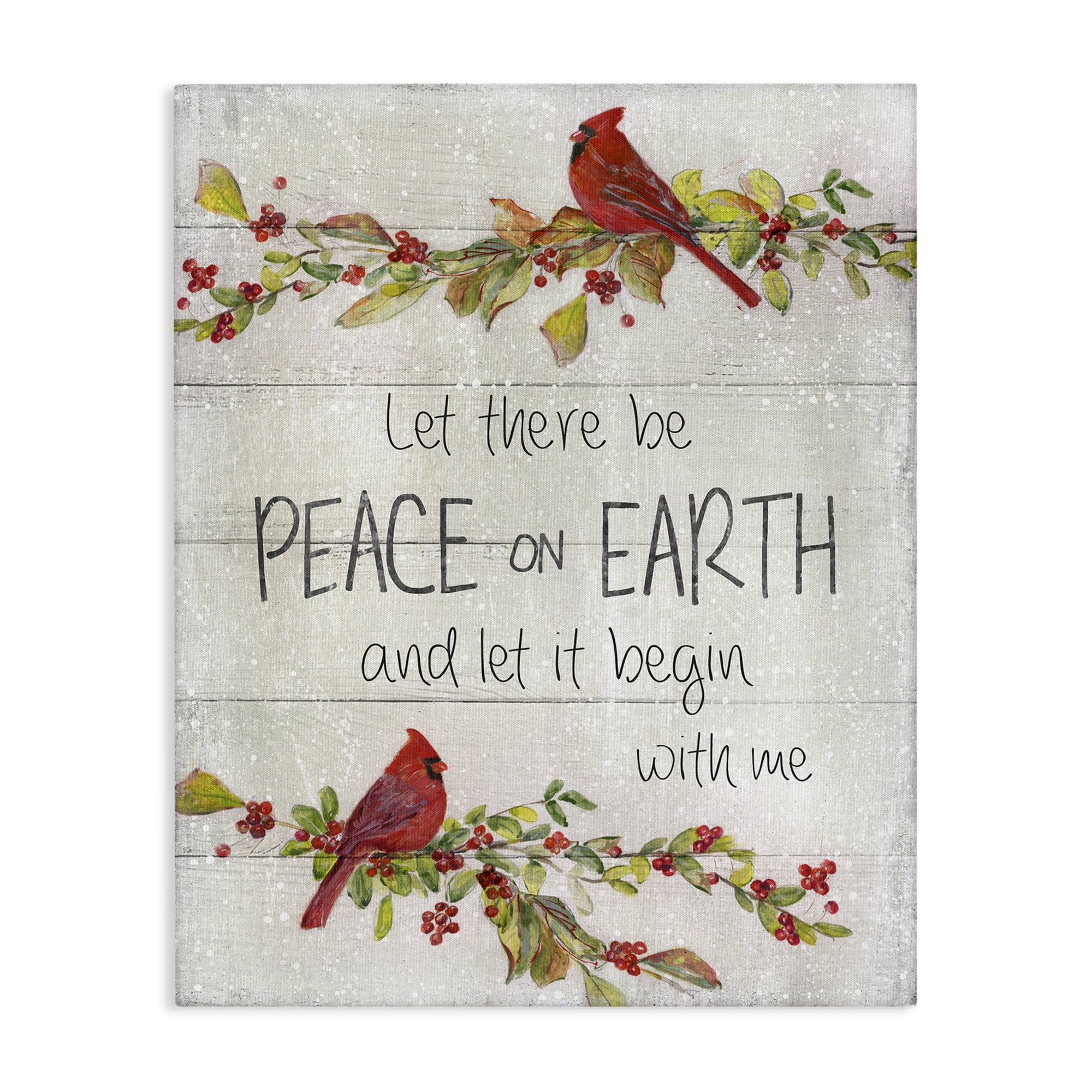 Stupell Industries Peace On Earth With Me Holiday Painting Gallery Wrapped Canvas Art Prints Wall Art, 30 x 40