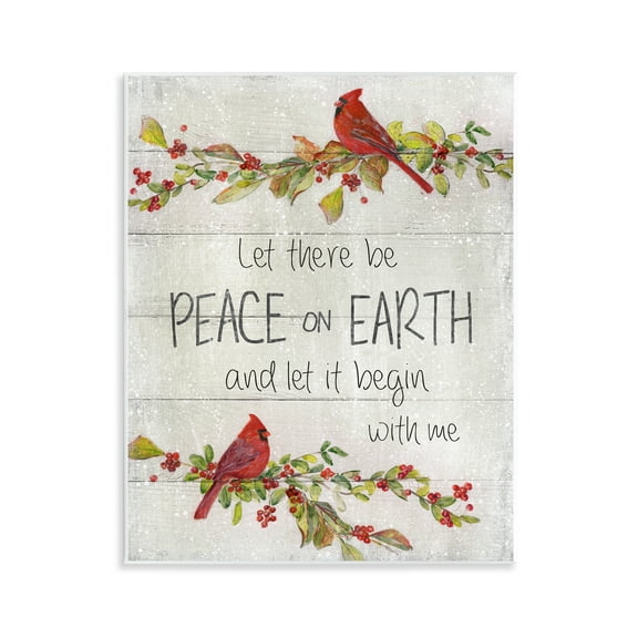Stupell Industries Peace On Earth With Me Holiday Painting Unframed Art Prints Wall Art, 11 x 14