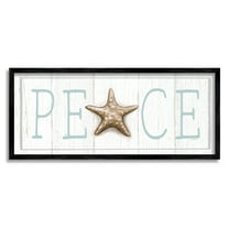 Stupell Industries Peace Seasonal Starfish Sign Graphic Art Black Framed Art Print Wall Art, Design by Elizabeth Tyndall