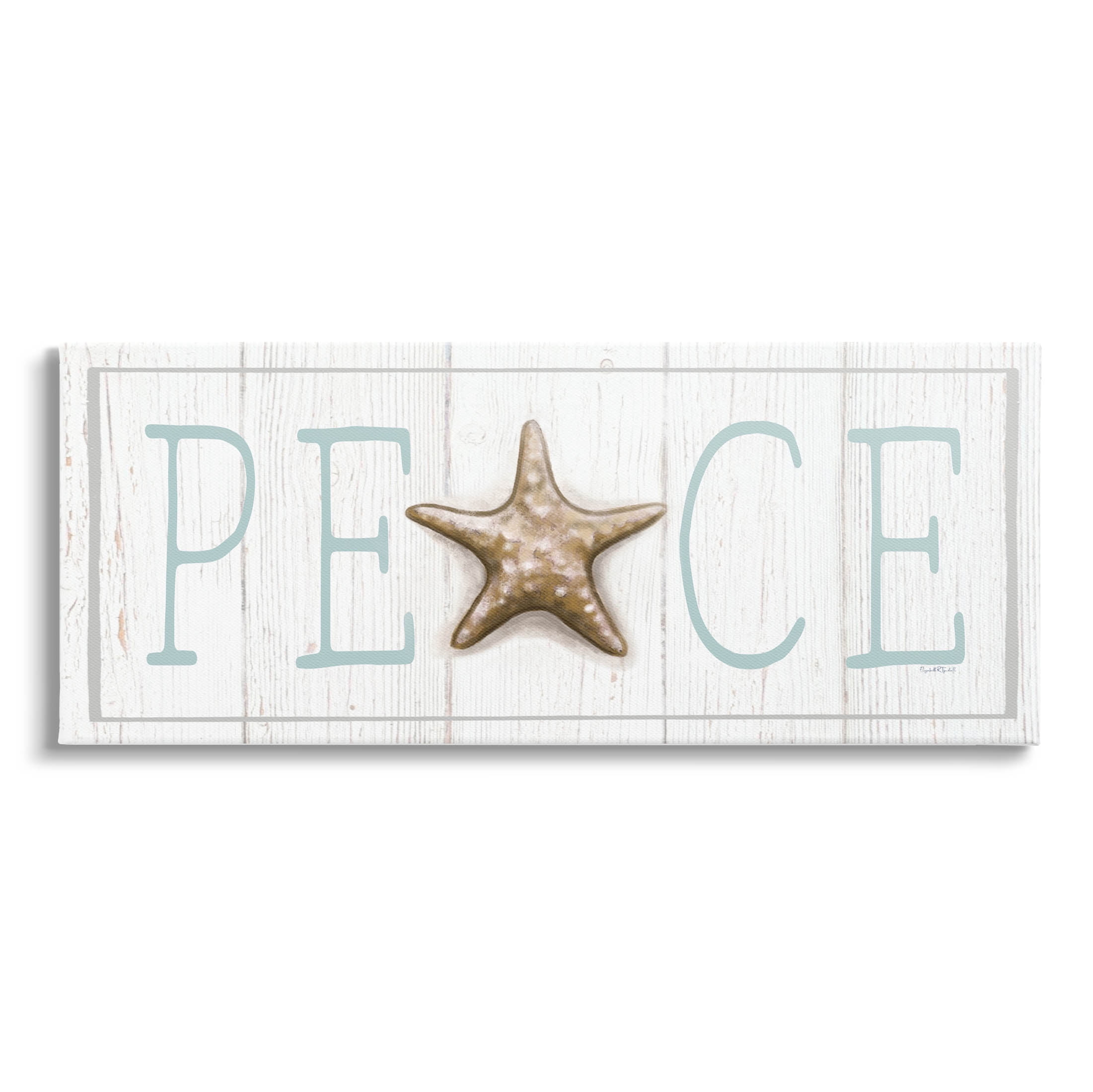 Stupell Industries Peace Seasonal Starfish Sign Graphic Art Gallery Wrapped Canvas Print Wall Art, Design by Elizabeth Tyndall