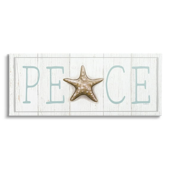 Stupell Industries Peace Seasonal Starfish Sign Graphic Art Gallery Wrapped Canvas Print Wall Art, Design by Elizabeth Tyndall