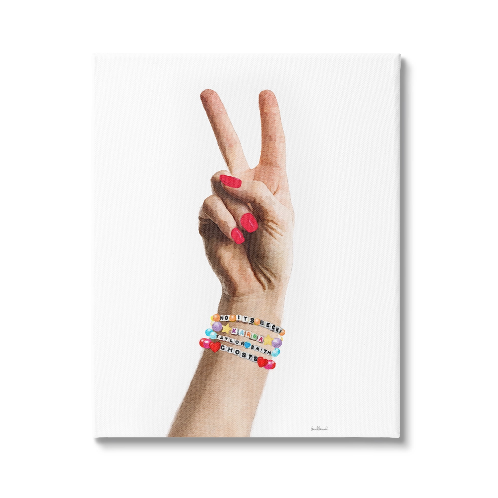 Stupell Industries Peace Sign Hand Beauty & Fashion Painting Gallery Wrapped Canvas Art Print Wall Art, 16 x 20