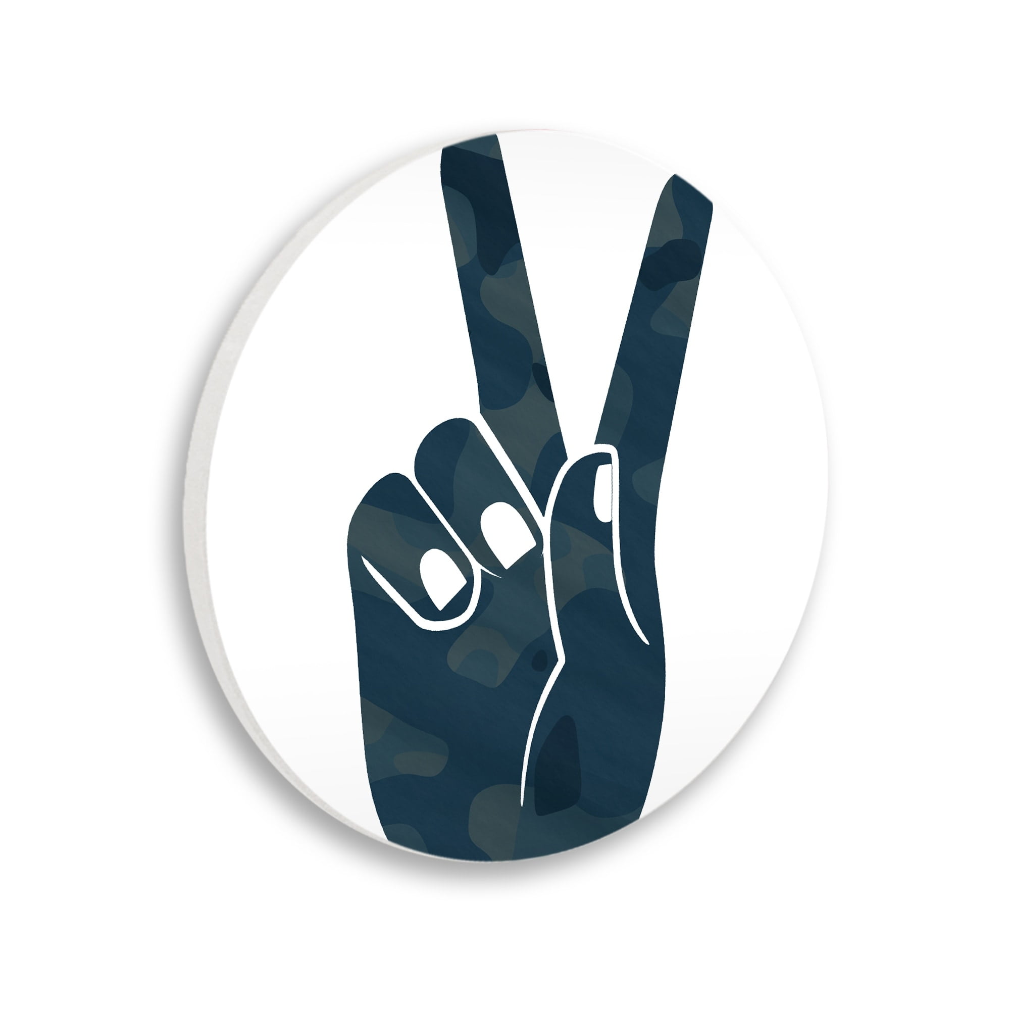 Stupell Industries Peace Sign Hand Pose Dark Blue Camouflage pattern,12 x 12,Design By Daphne Polselli