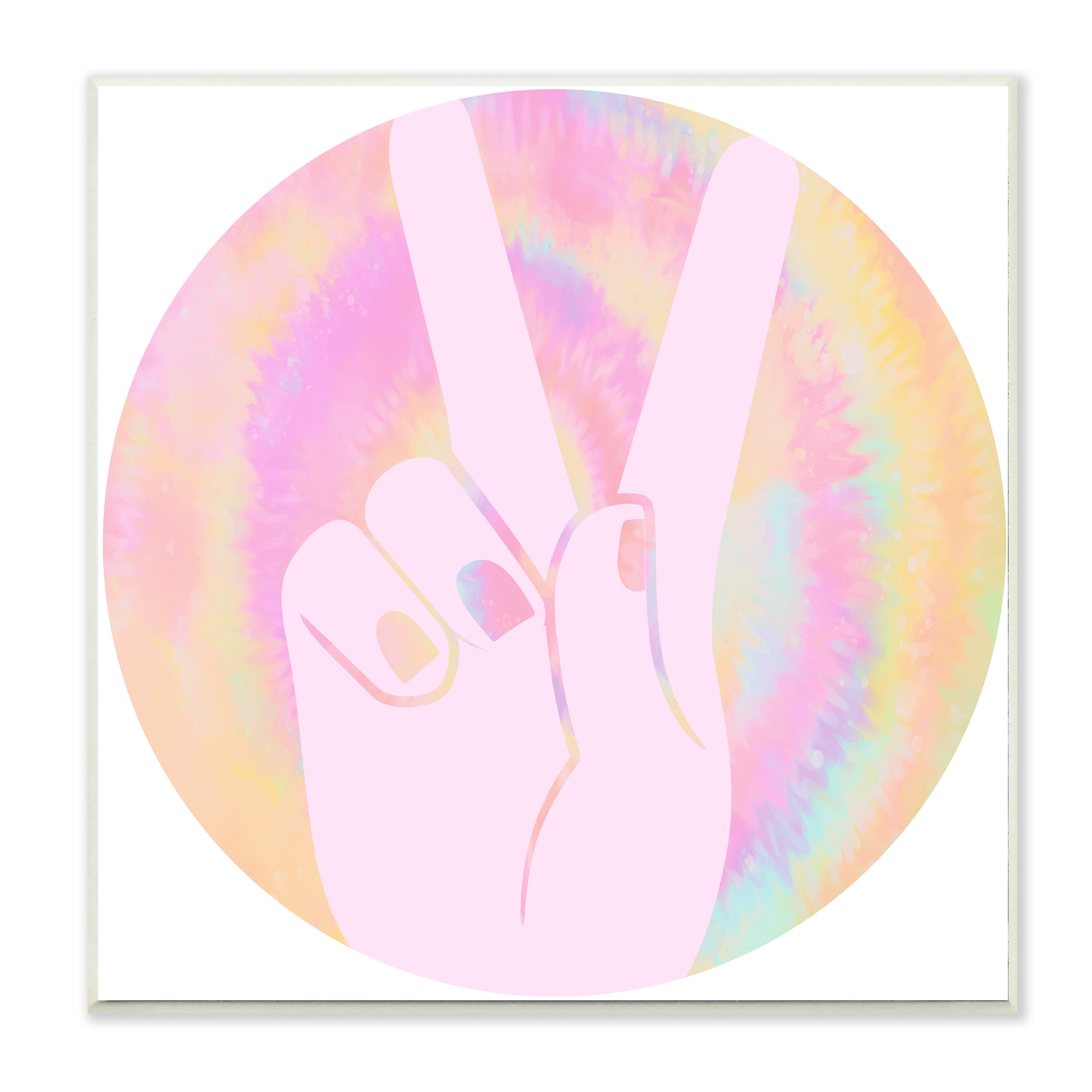 Stupell Industries Peace Sign Hand Pose Groovy Pink Pattern Wall Plaque, 12 x 12, Design by Daphne Polselli