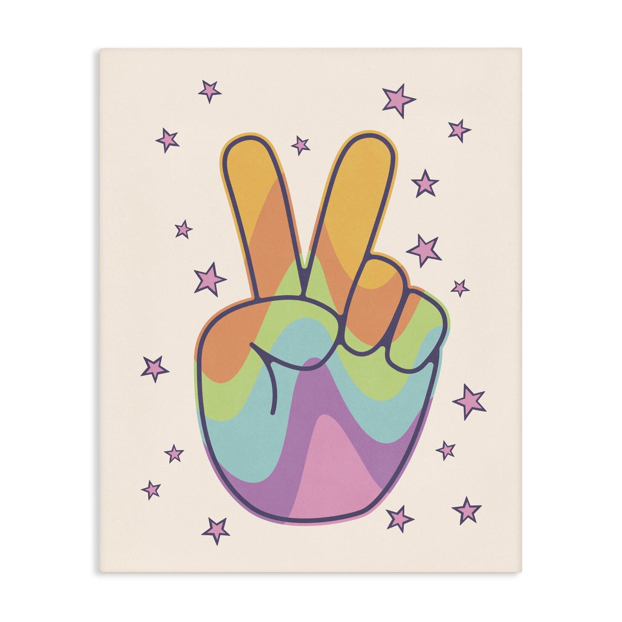 Stupell Industries Peace Sign Retro Rainbow Canvas Wall Art, design by LSR Design Studio