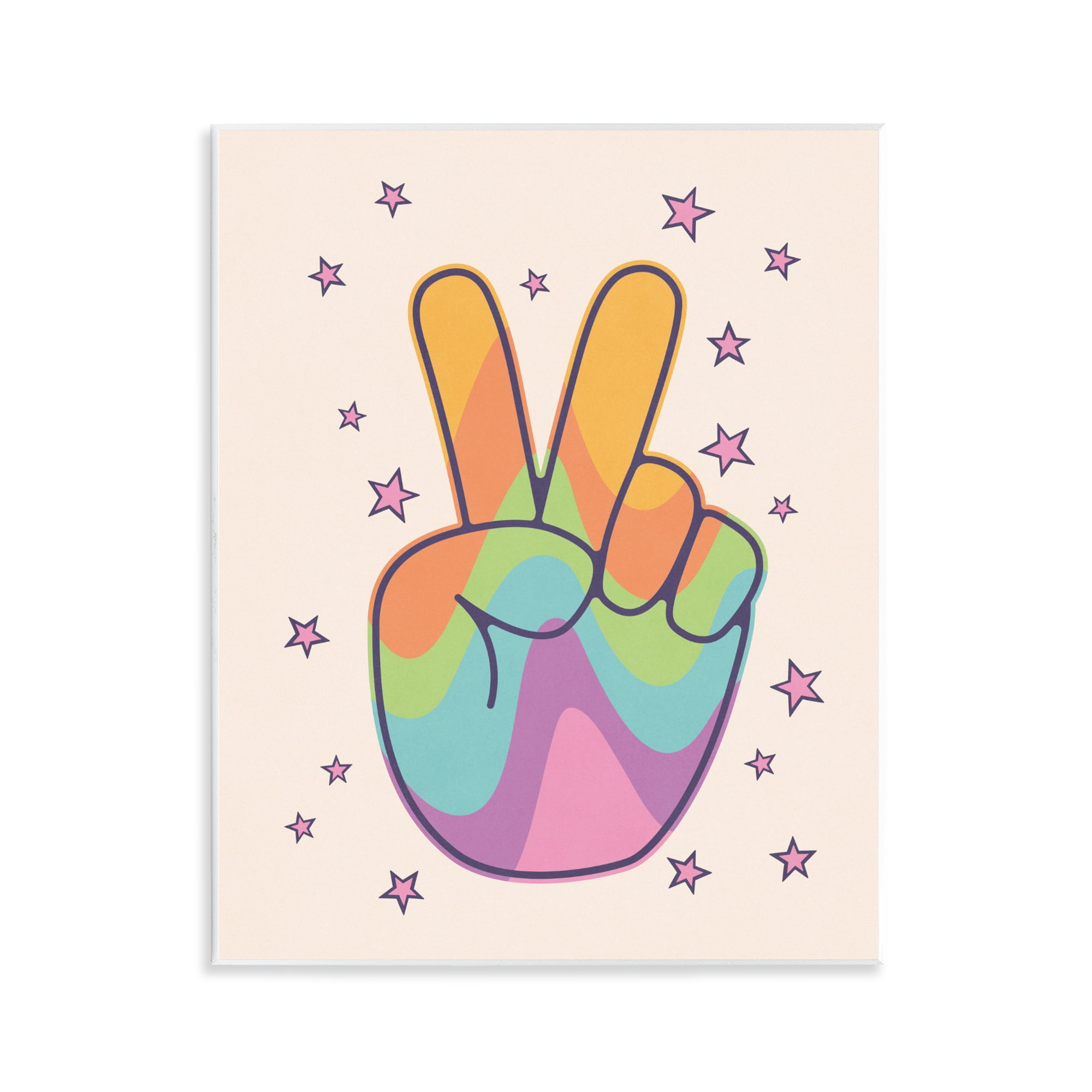 Stupell Industries Peace Sign Retro Rainbow Wall Plaque Art, design by LSR Design Studio