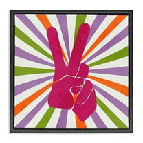 Stupell Industries Peace Sign on Stripes Abstract Painting Black Floater Framed Canvas Art Print Wall Art, 18 x 18