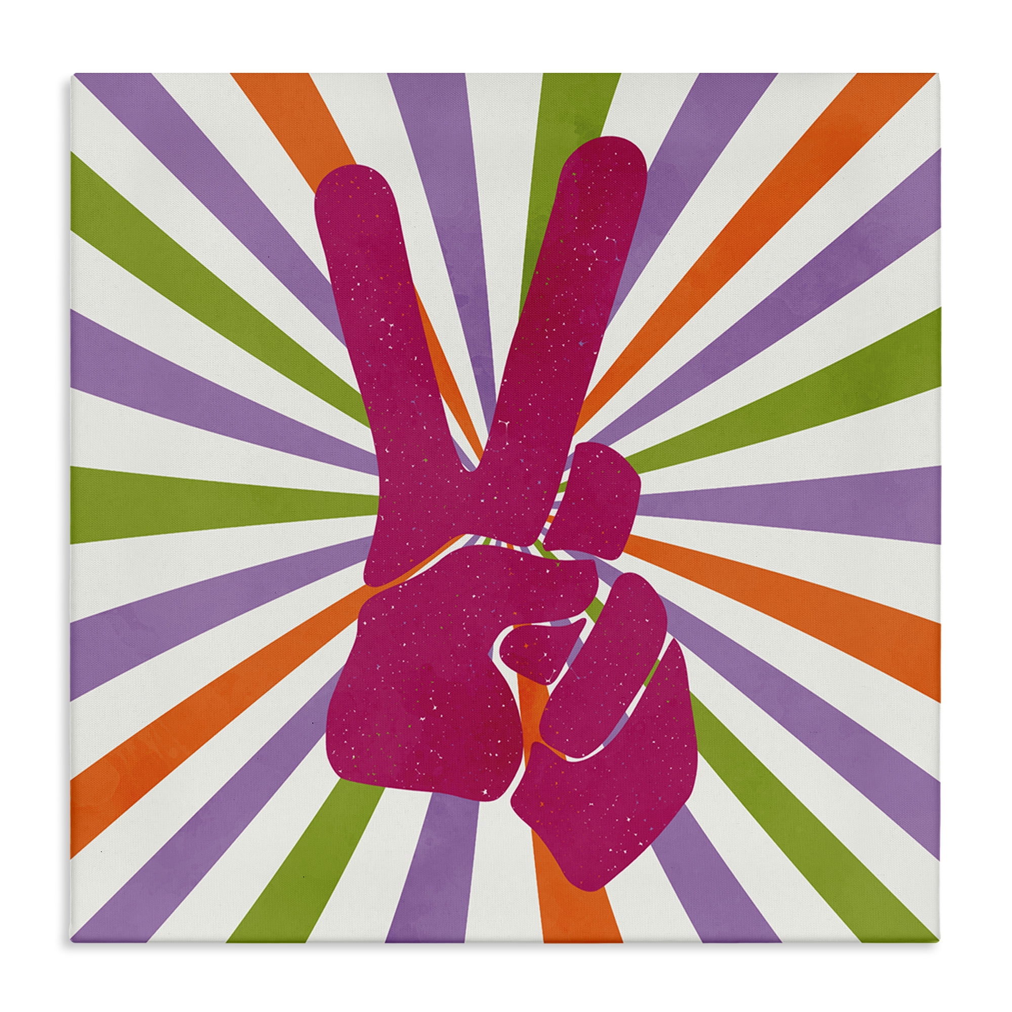 Stupell Industries Peace Sign on Stripes Abstract Painting Wrapped Canvas Art Print Wall Art, 24 x 24