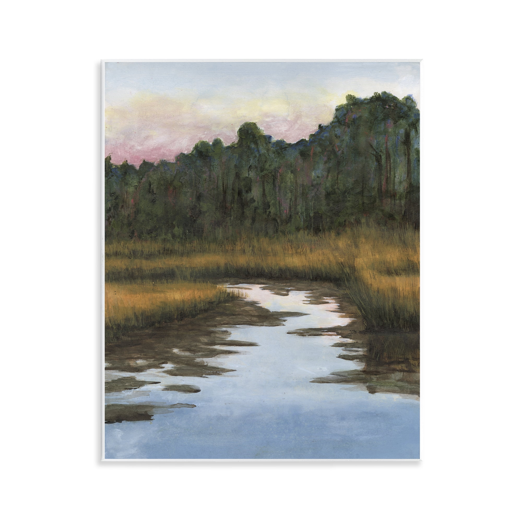 Stupell Industries Peace Stream in Nature Landscape & Nature Painting Unframed Art Print Wall Art, 11 x 14