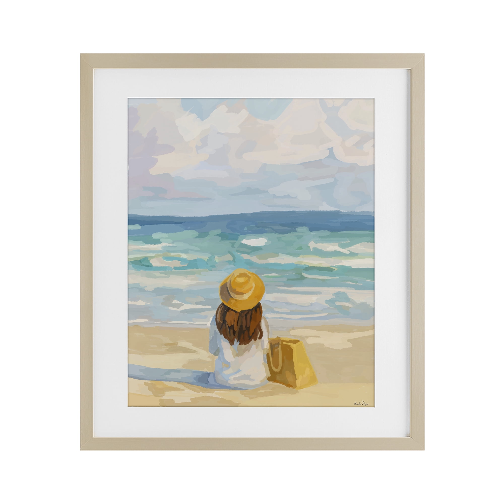 Stupell Industries Peaceful At The Beach Birch Framed Print Under Glass, design by Amelia Noyes
