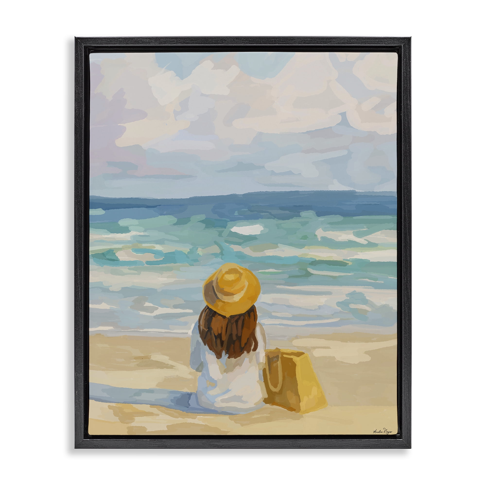 Stupell Industries Peaceful At The Beach Black Framed Floater Canvas Wall Art, design by Amelia Noyes