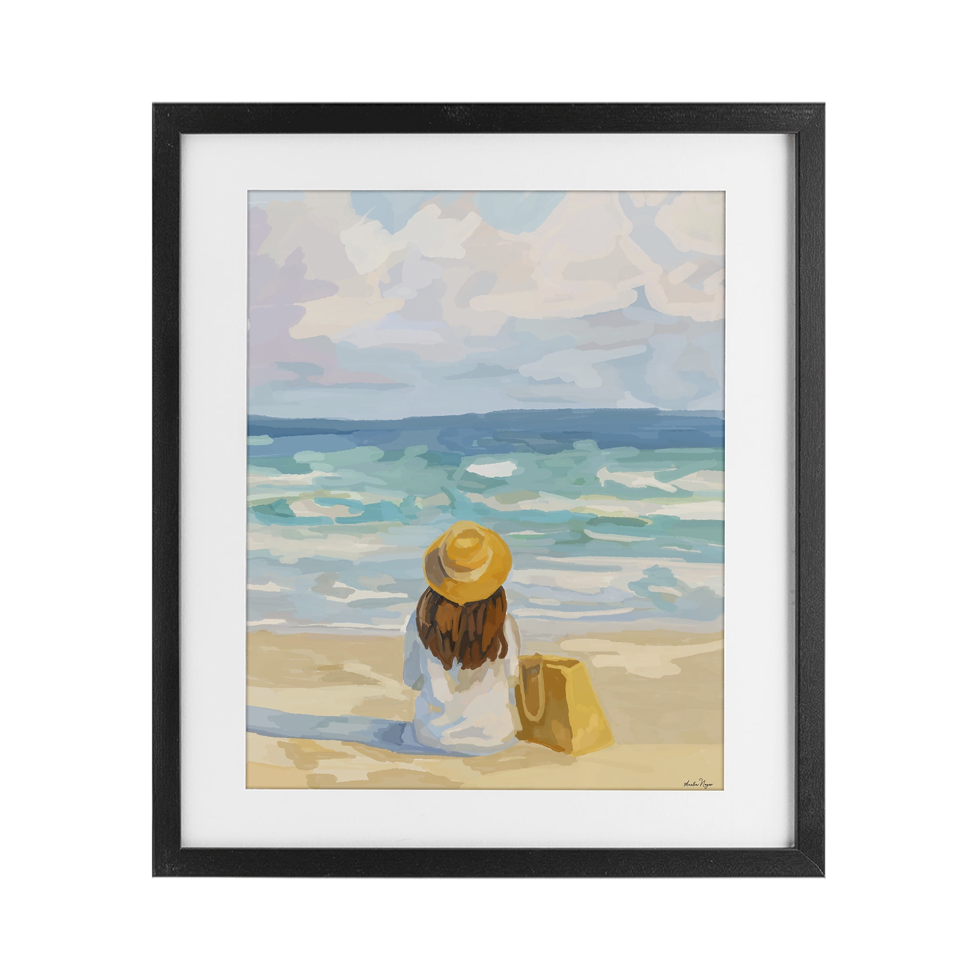 Stupell Industries Peaceful At The Beach Black Framed Print Under Glass, design by Amelia Noyes