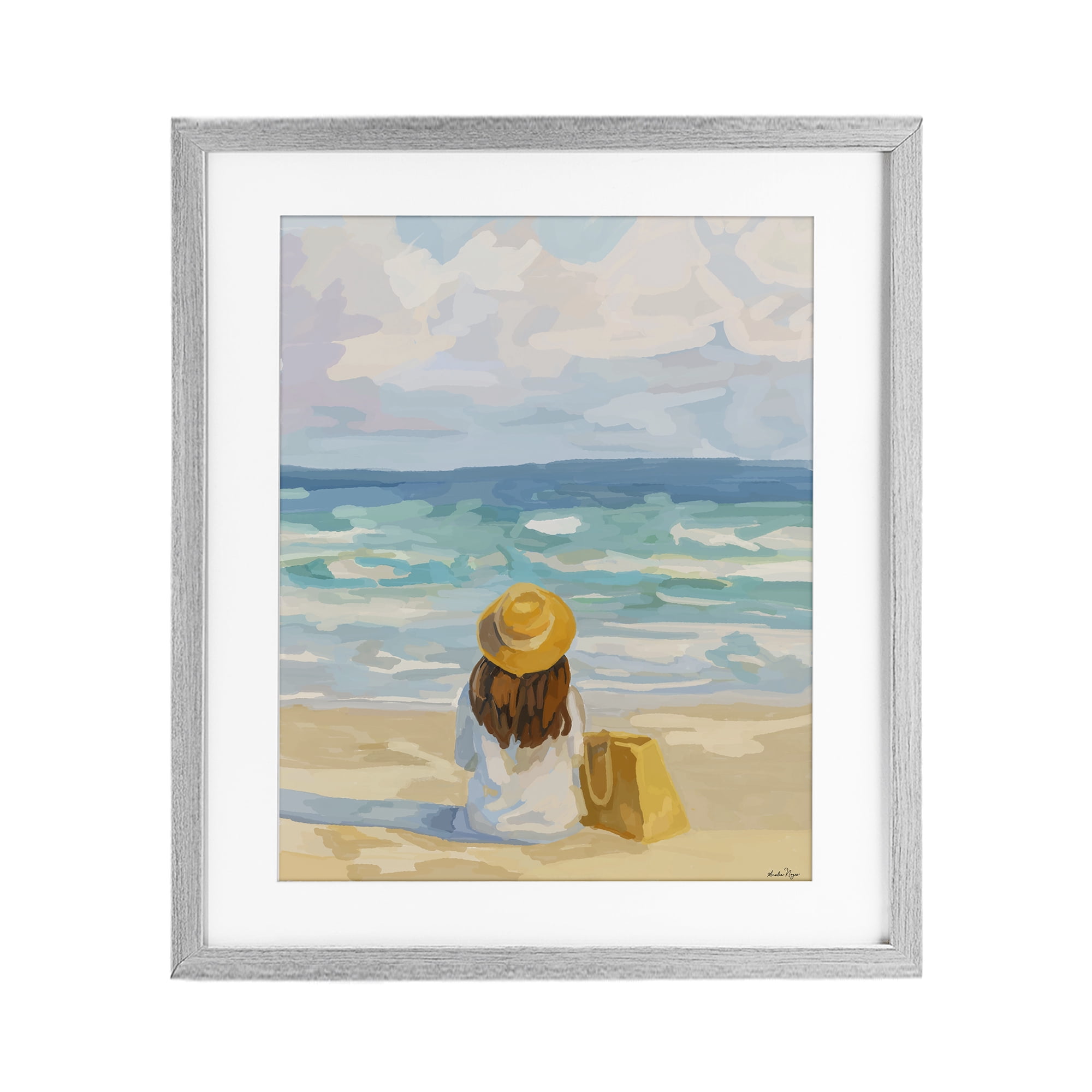 Stupell Industries Peaceful At The Beach Gray Framed Print Under Glass, design by Amelia Noyes