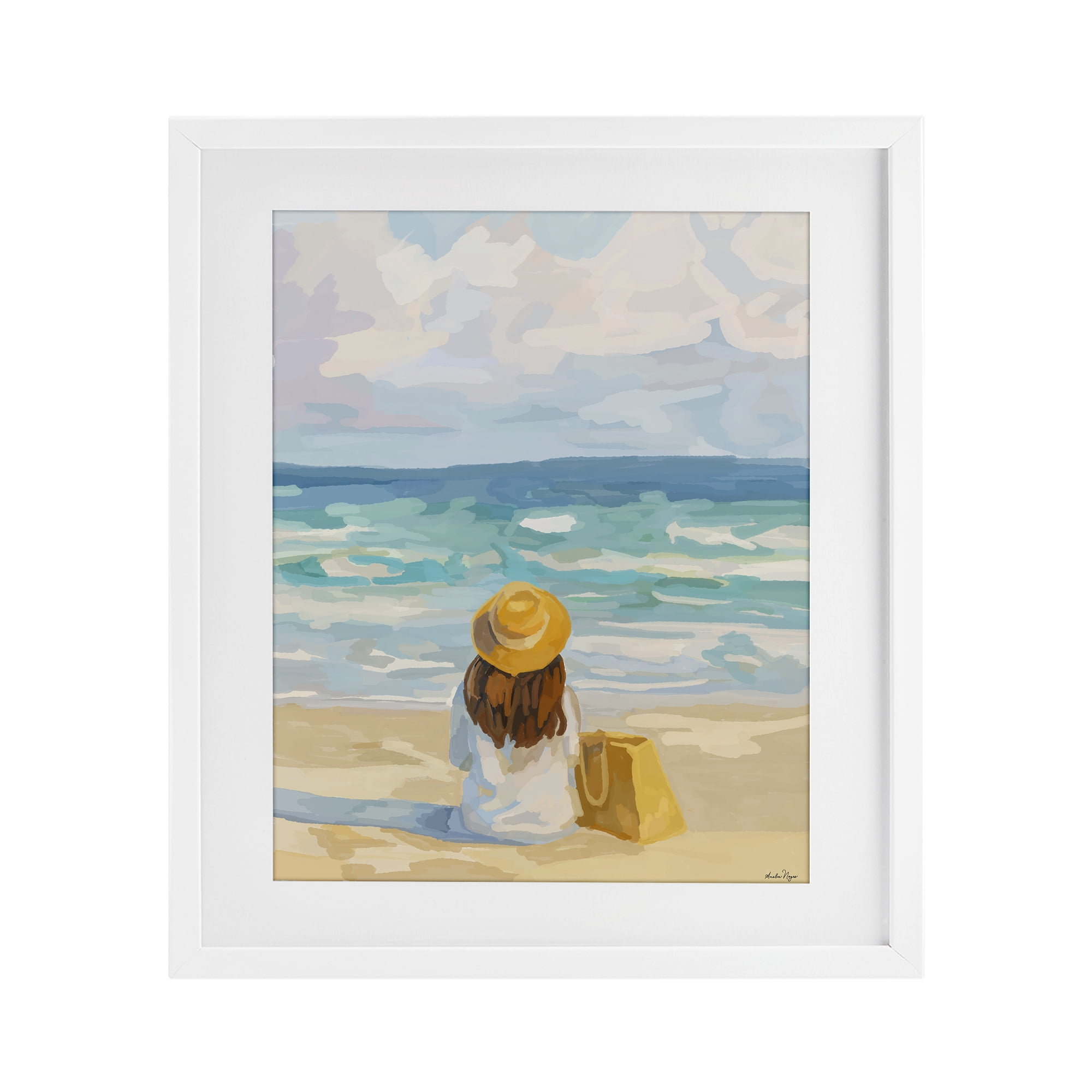 Stupell Industries Peaceful At The Beach White Framed Print Under Glass, design by Amelia Noyes
