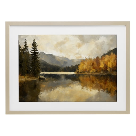 Stupell Industries Peaceful Autumn River Scenery Birch Framed Print Under Glass, design by Petal Prints Design