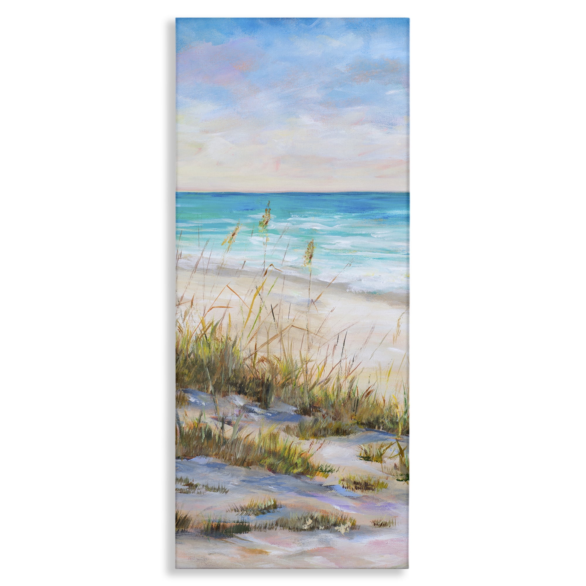 Stupell Industries Peaceful Beach Reeds Landscape Painting Gallery Wrapped Canvas Art Print Wall Art, 10 x 24