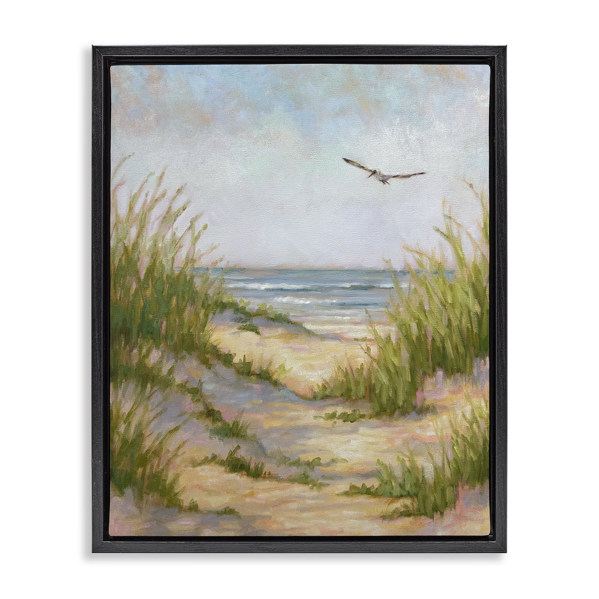 Stupell Industries Peaceful Beach Sand Dunes Black Framed Floater Canvas Wall Art, design by Linda Sperruzzi
