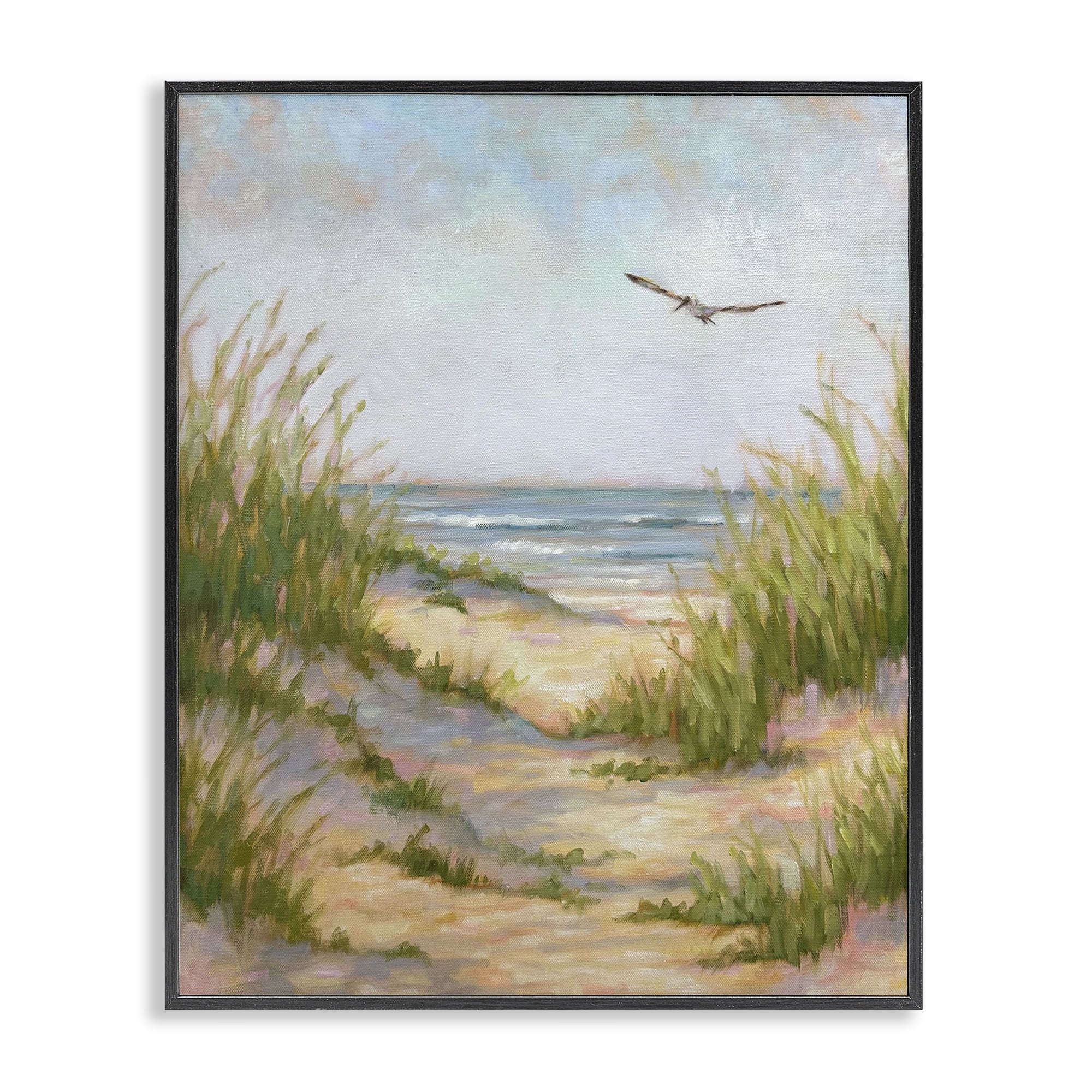 Stupell Industries Peaceful Beach Sand Dunes Black Framed Giclee Art, design by Linda Sperruzzi