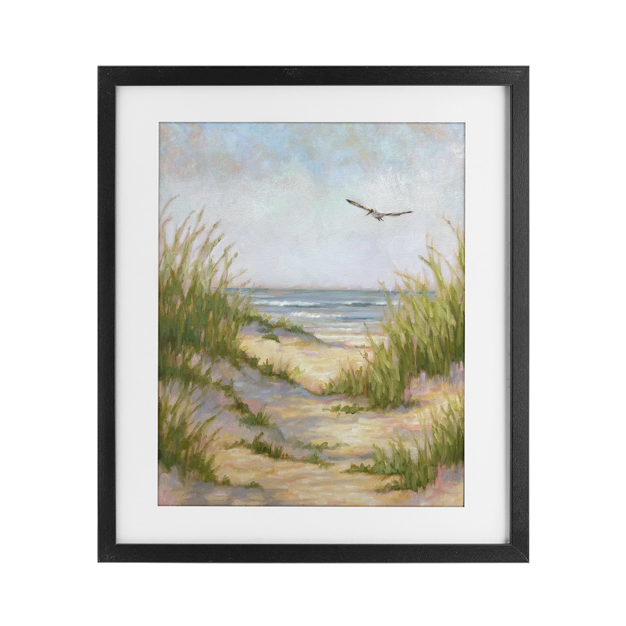 Stupell Industries Peaceful Beach Sand Dunes Black Framed Print Under Glass, design by Linda Sperruzzi