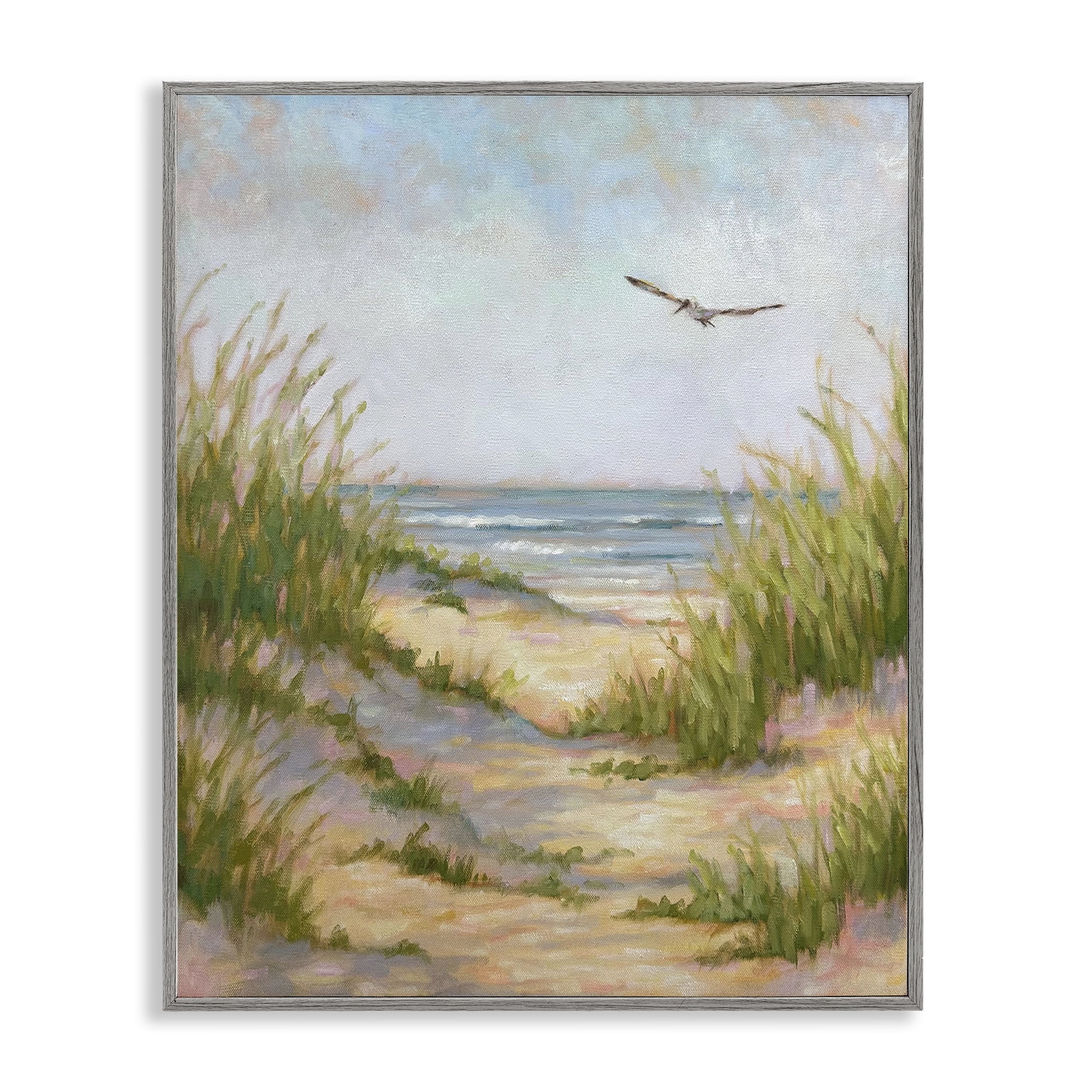 Stupell Industries Peaceful Beach Sand Dunes Gray Framed Giclee Art, design by Linda Sperruzzi