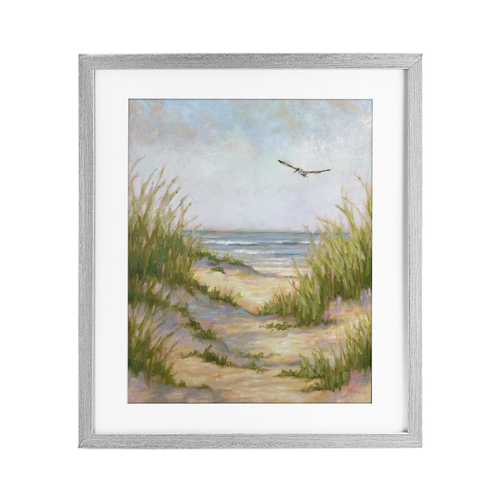 Stupell Industries Peaceful Beach Sand Dunes Gray Framed Print Under Glass, design by Linda Sperruzzi