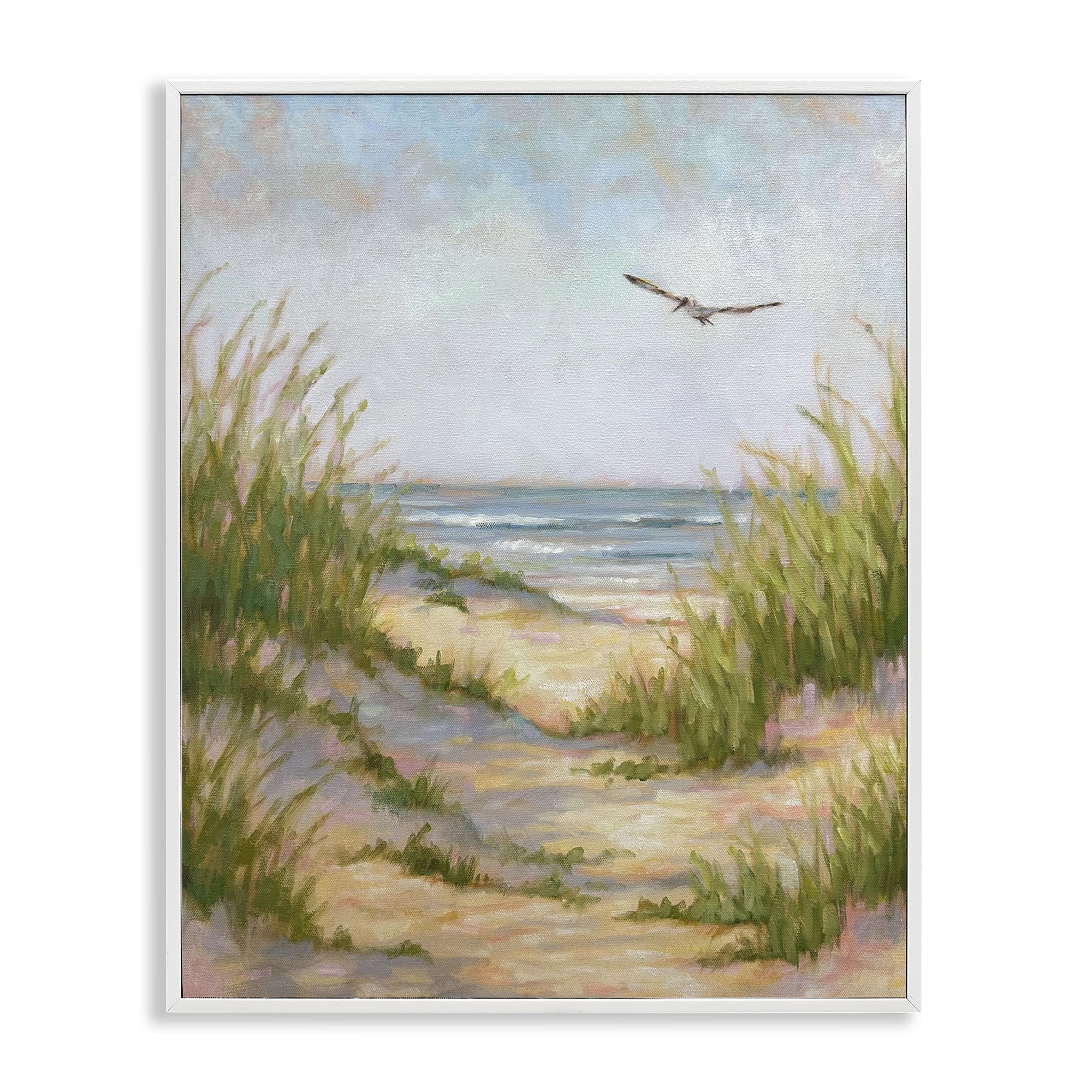 Stupell Industries Peaceful Beach Sand Dunes White Framed Giclee Art, design by Linda Sperruzzi