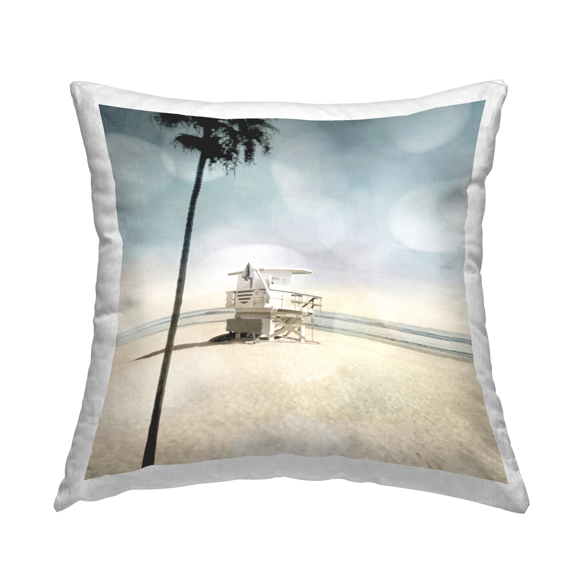 Stupell Industries Peaceful Beach Shore Waterfront Square Decorative Printed Throw Pillow, 18 x 18,