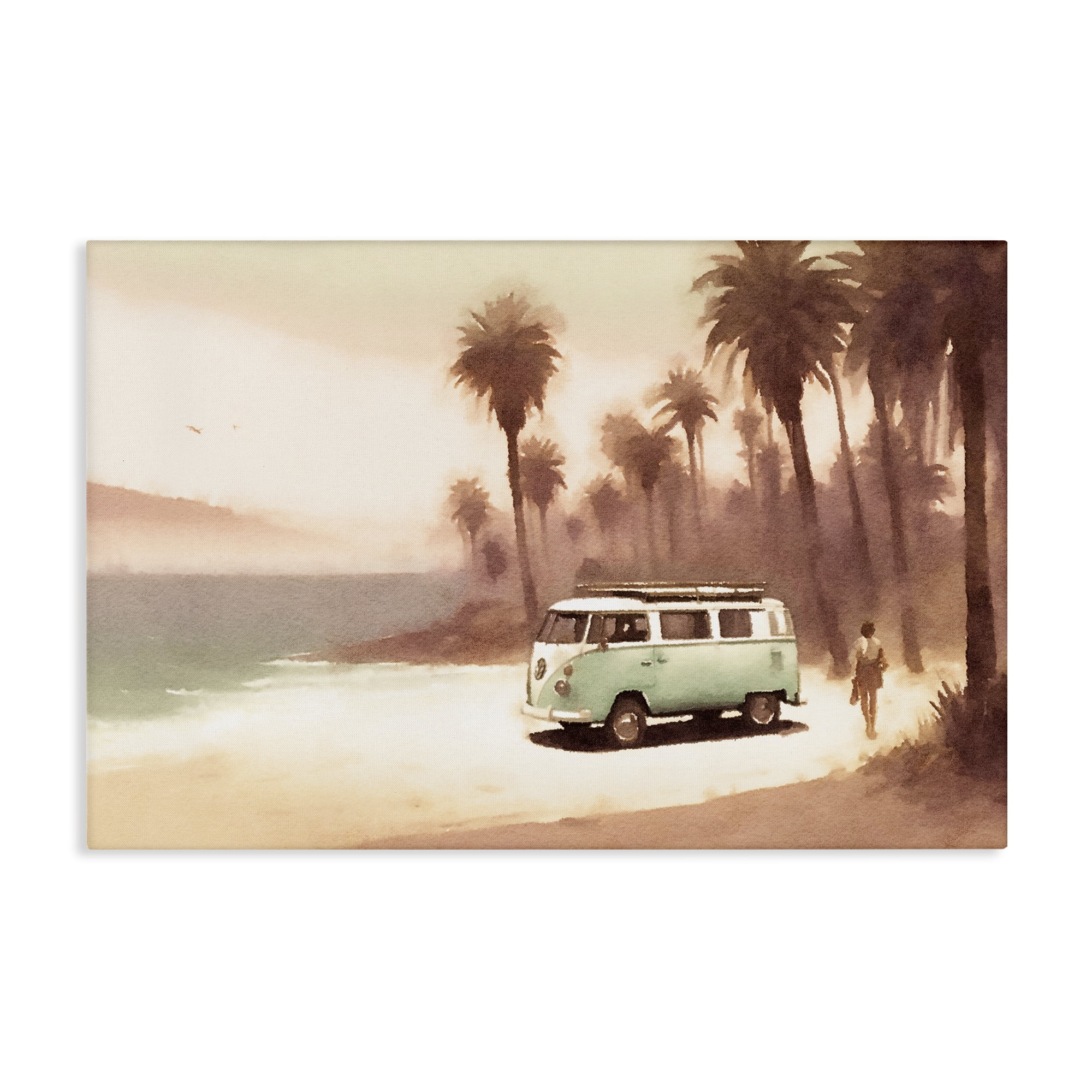 Stupell Industries Peaceful Beach Travel Van Nautical & Beach Painting Wrapped Canvas Art Print Wall Art, 45 x 30